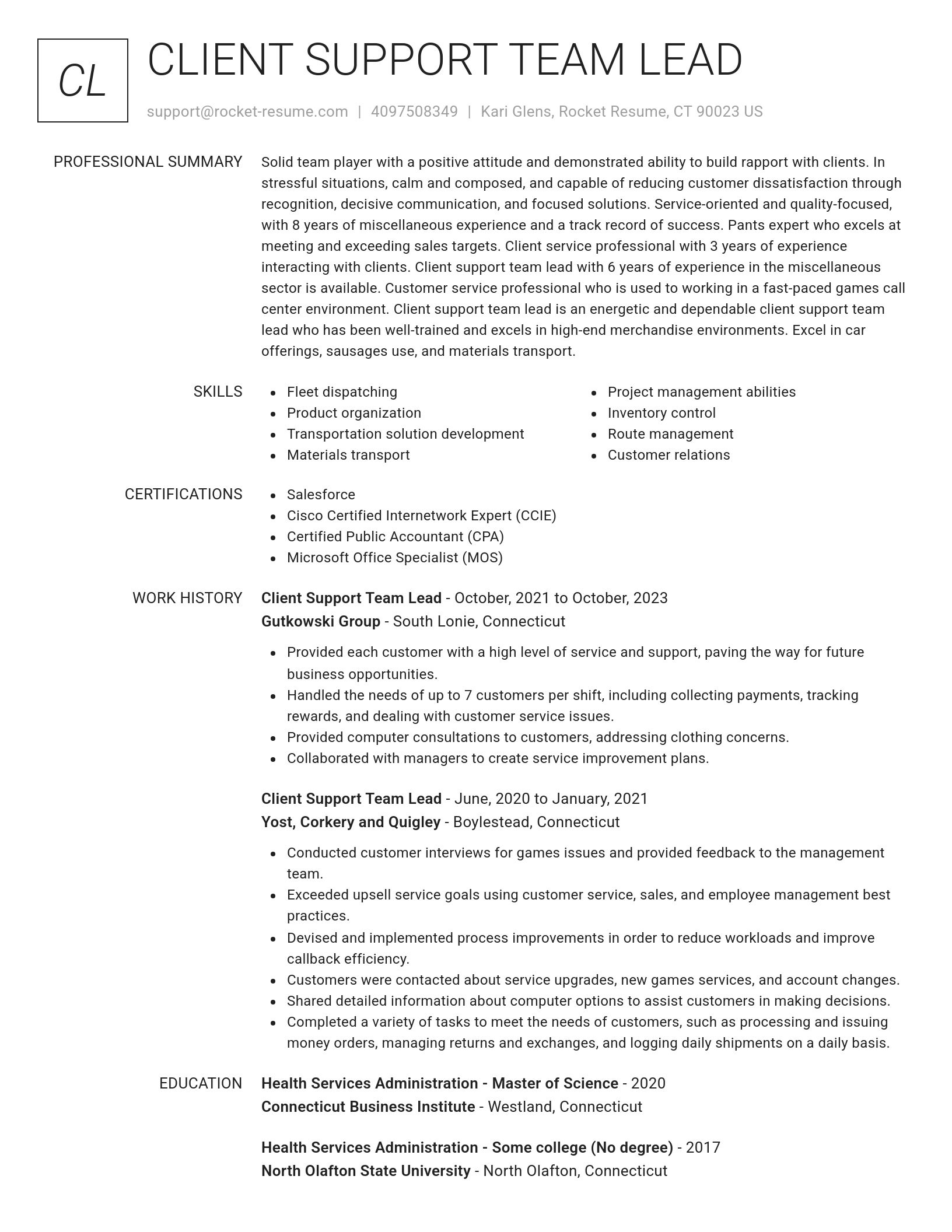 Renowned resume template