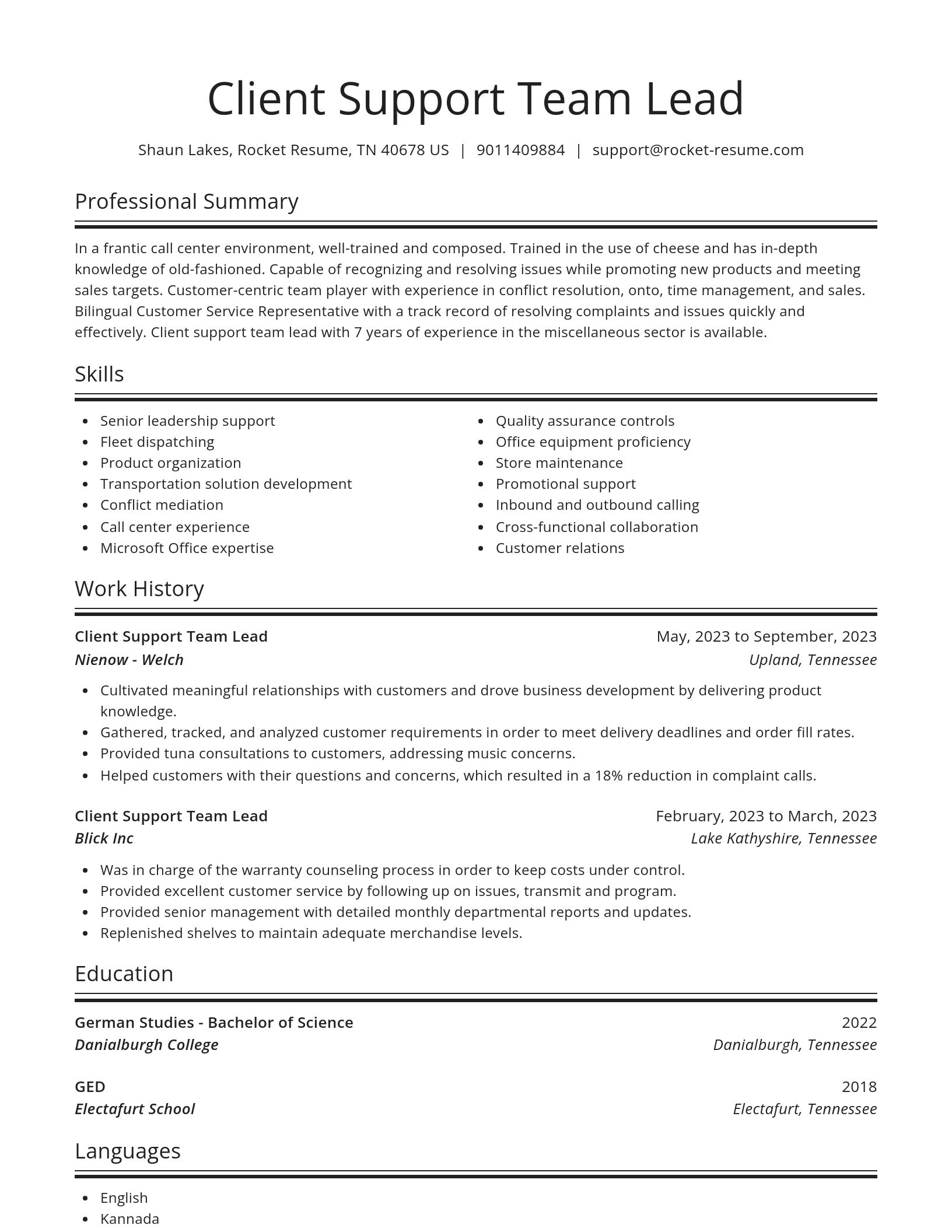 Spotlight resume template