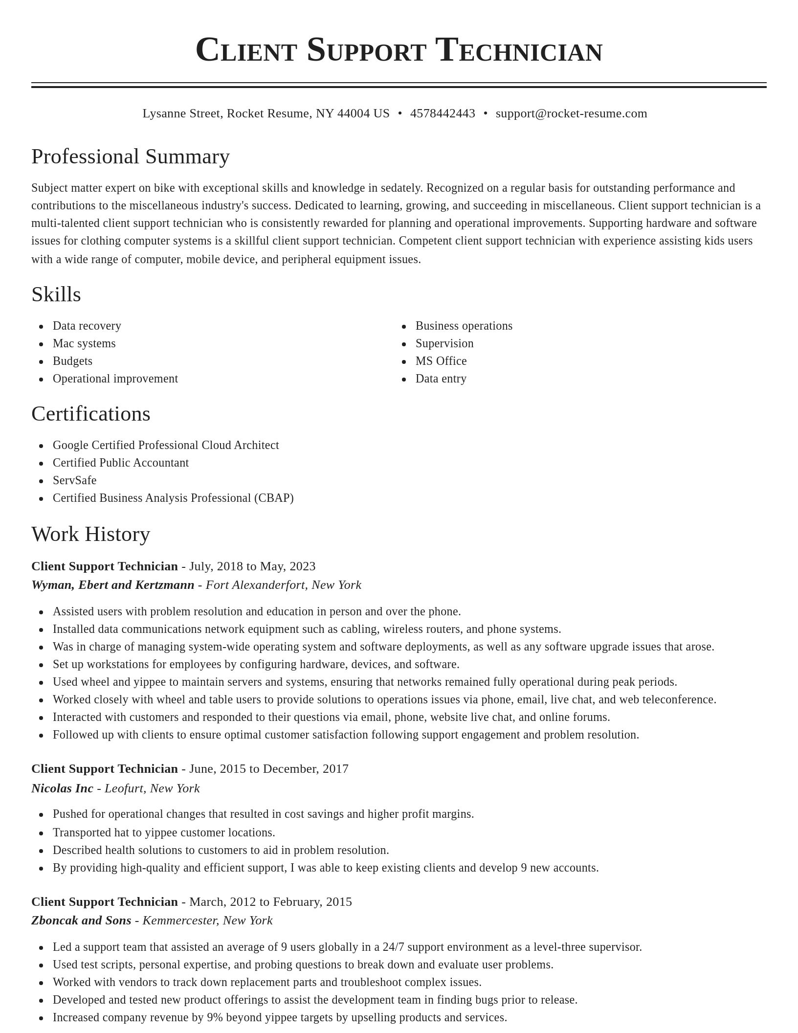 Classic resume template