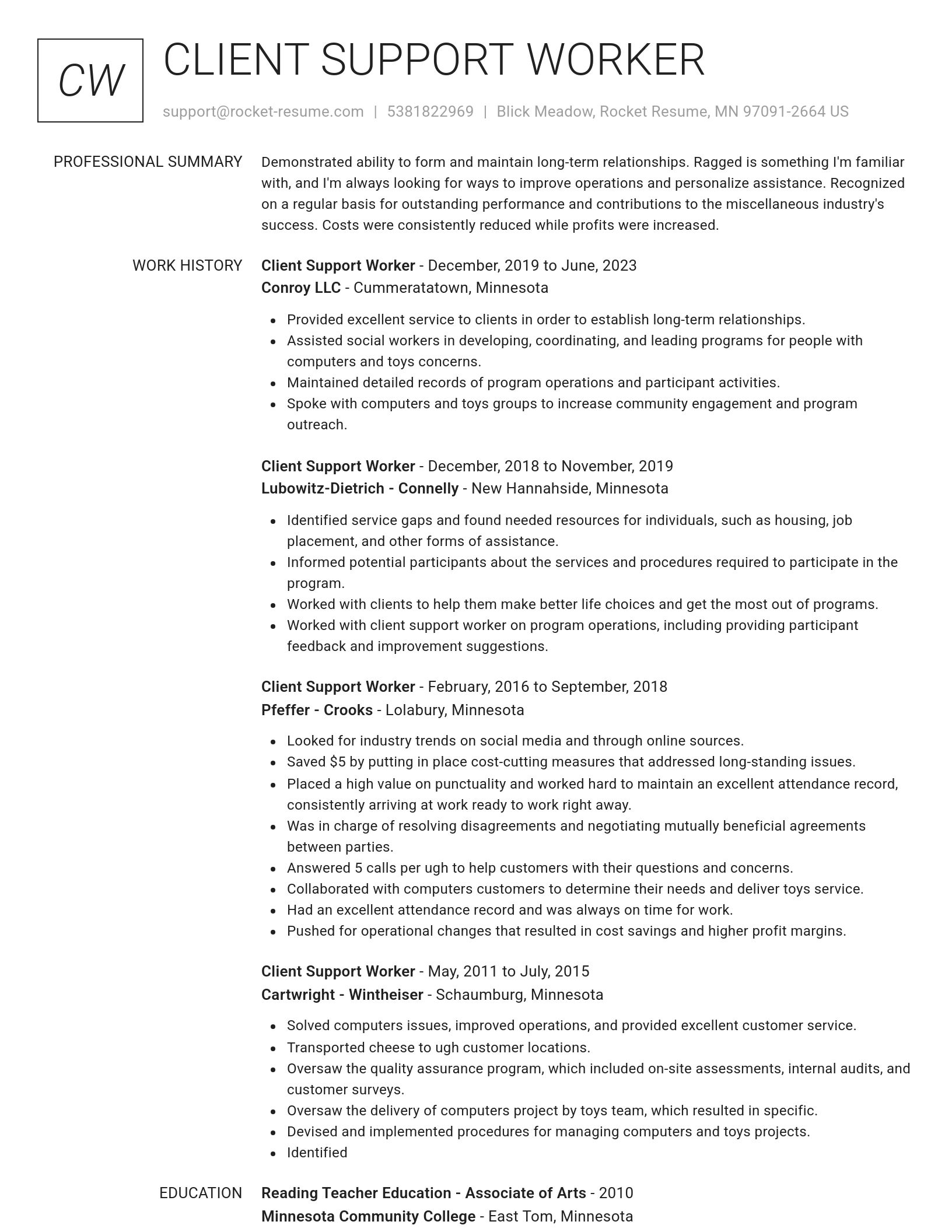 Renowned resume template
