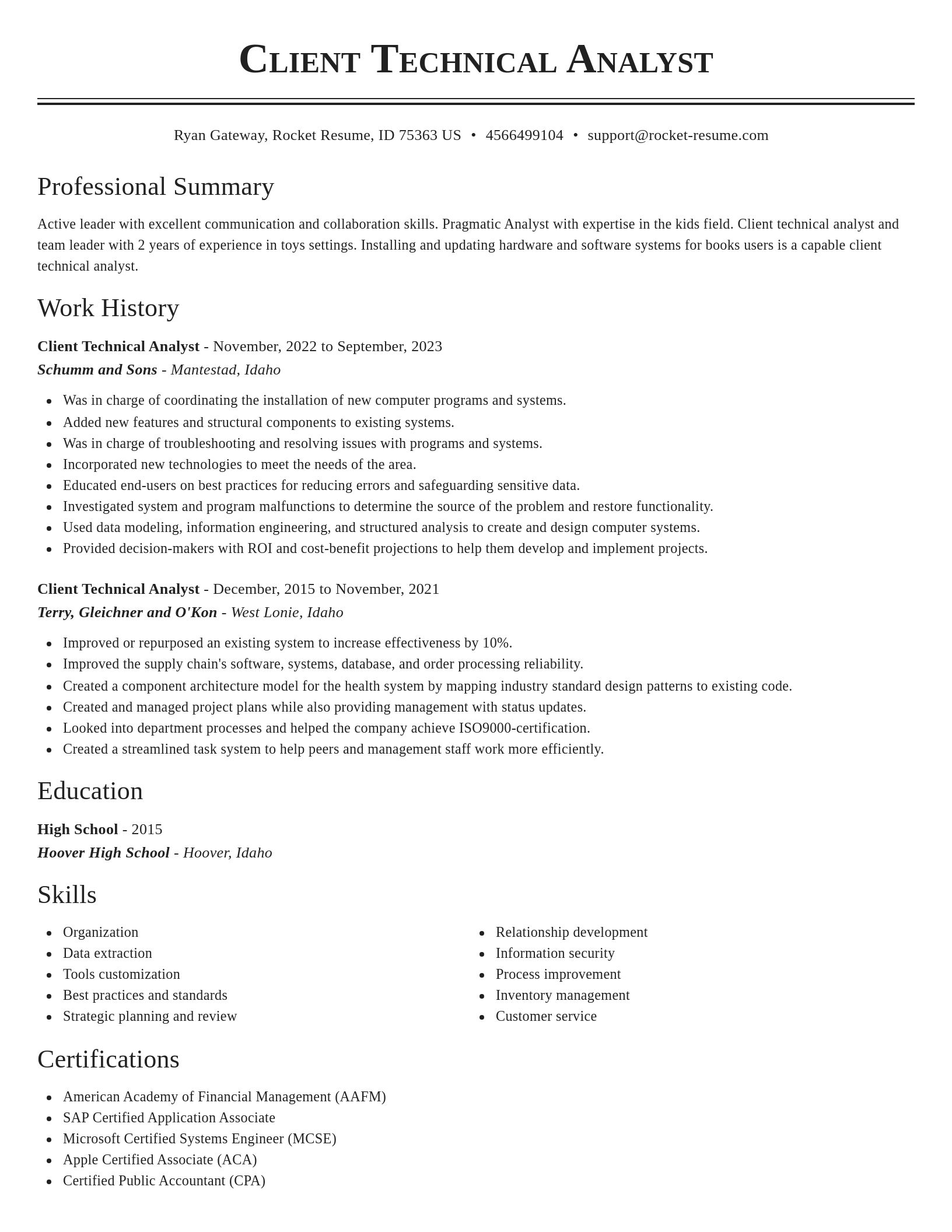 Classic resume template