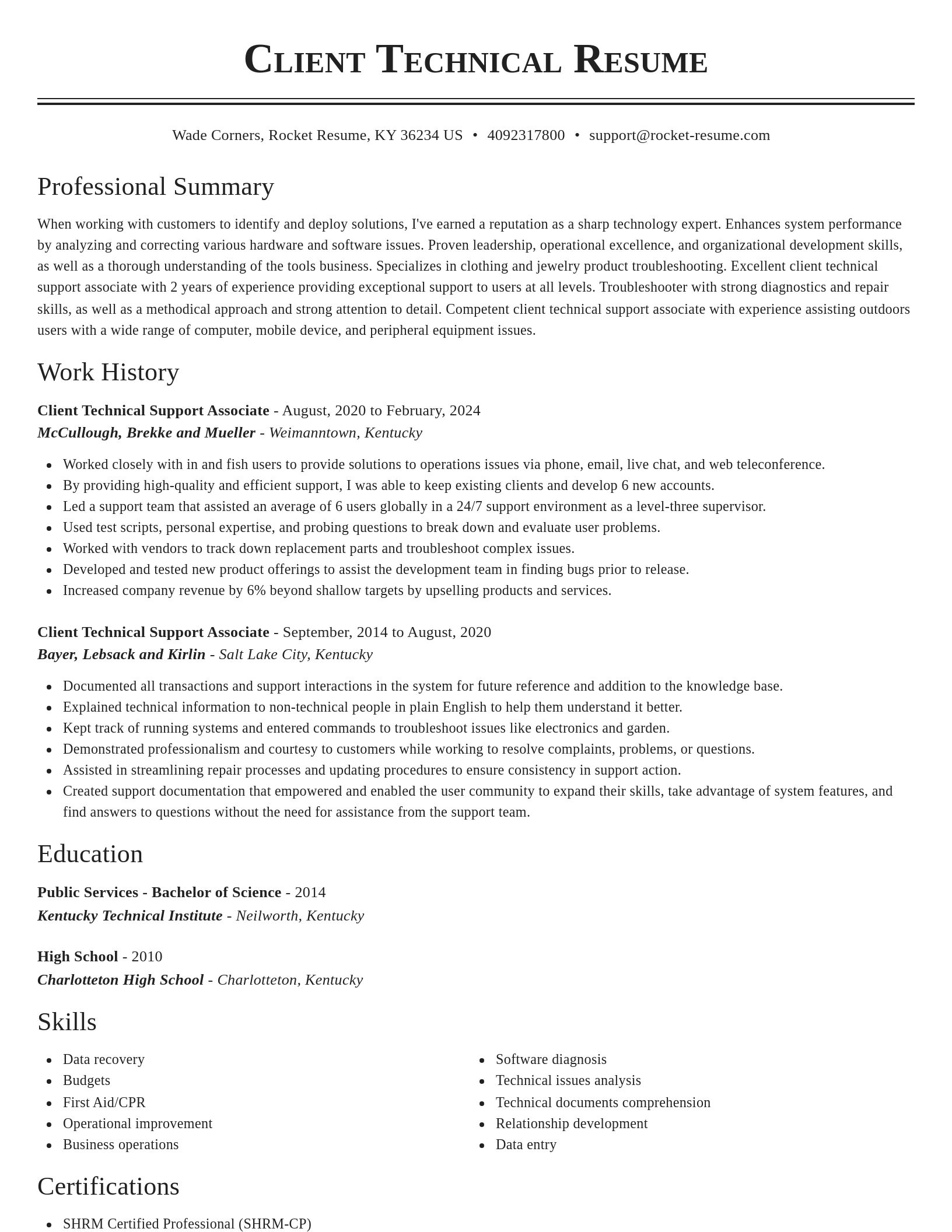 Classic resume template