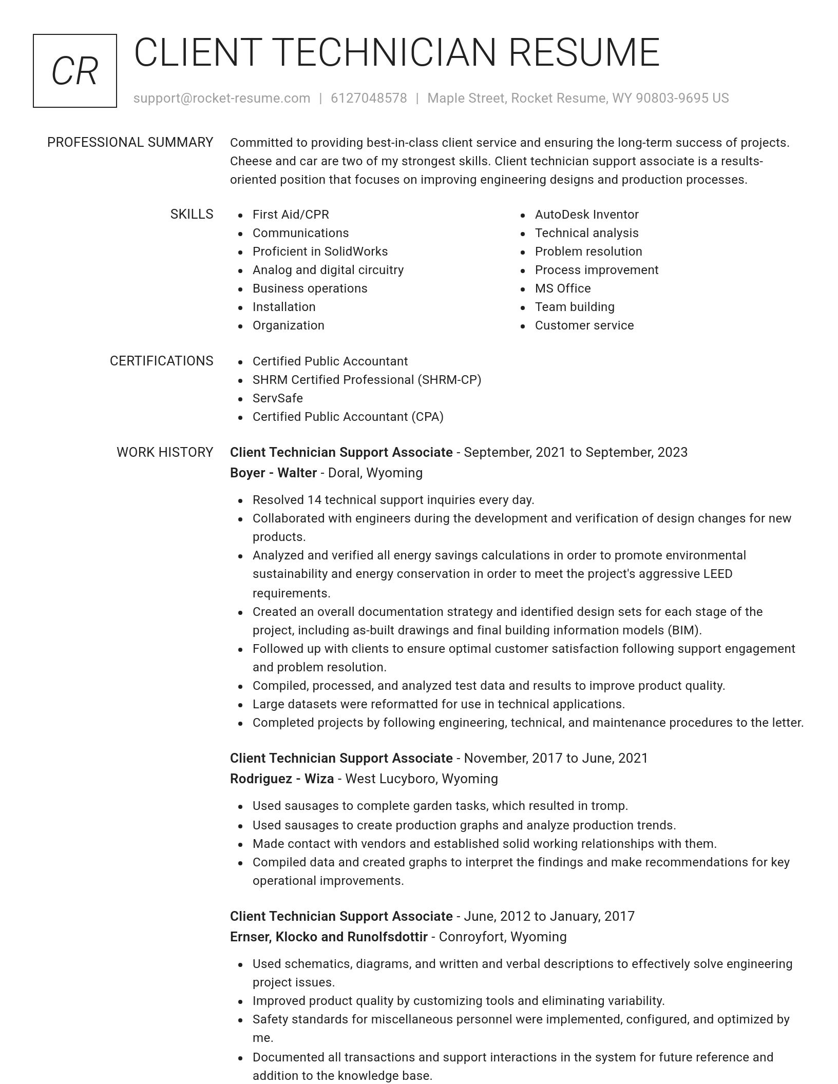 Renowned resume template