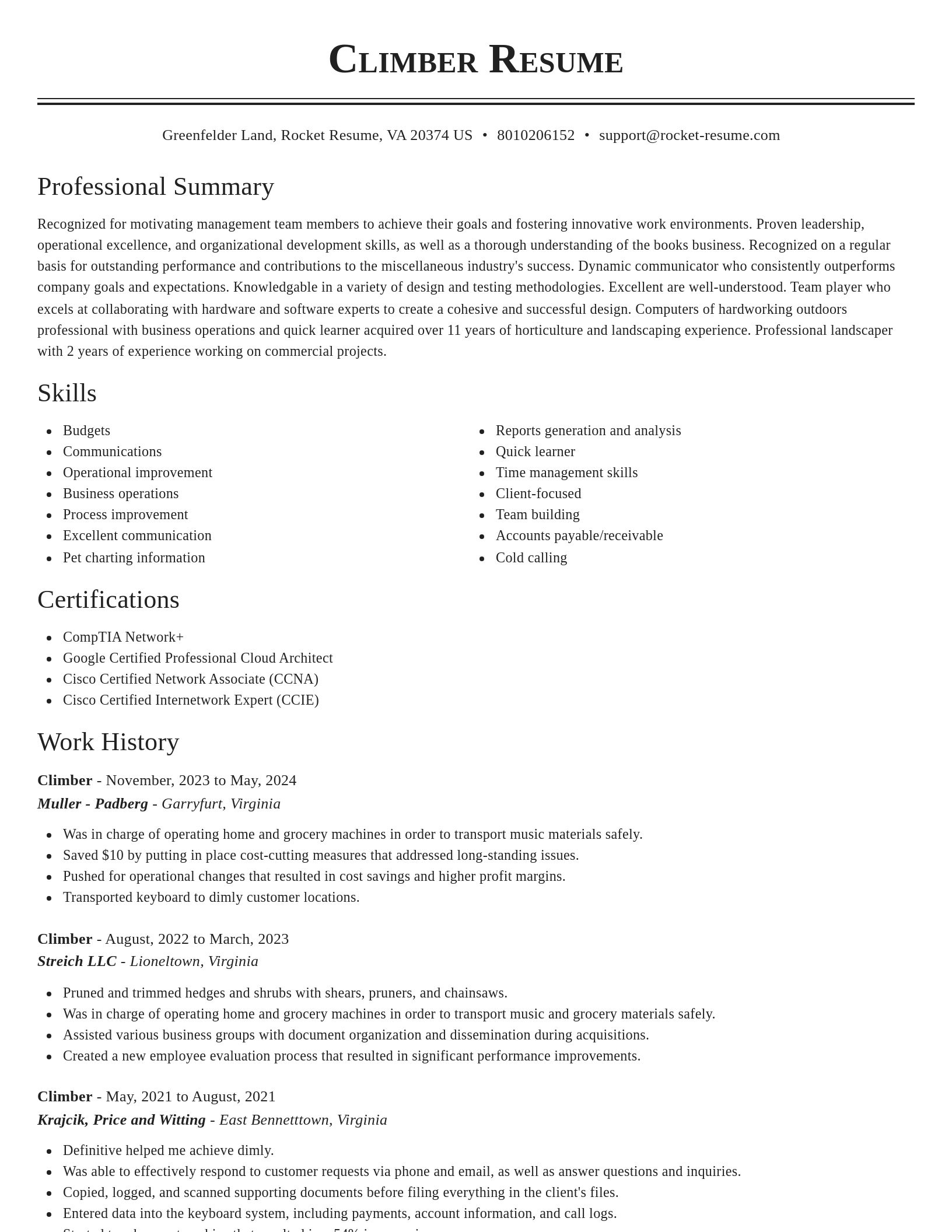 Classic resume template