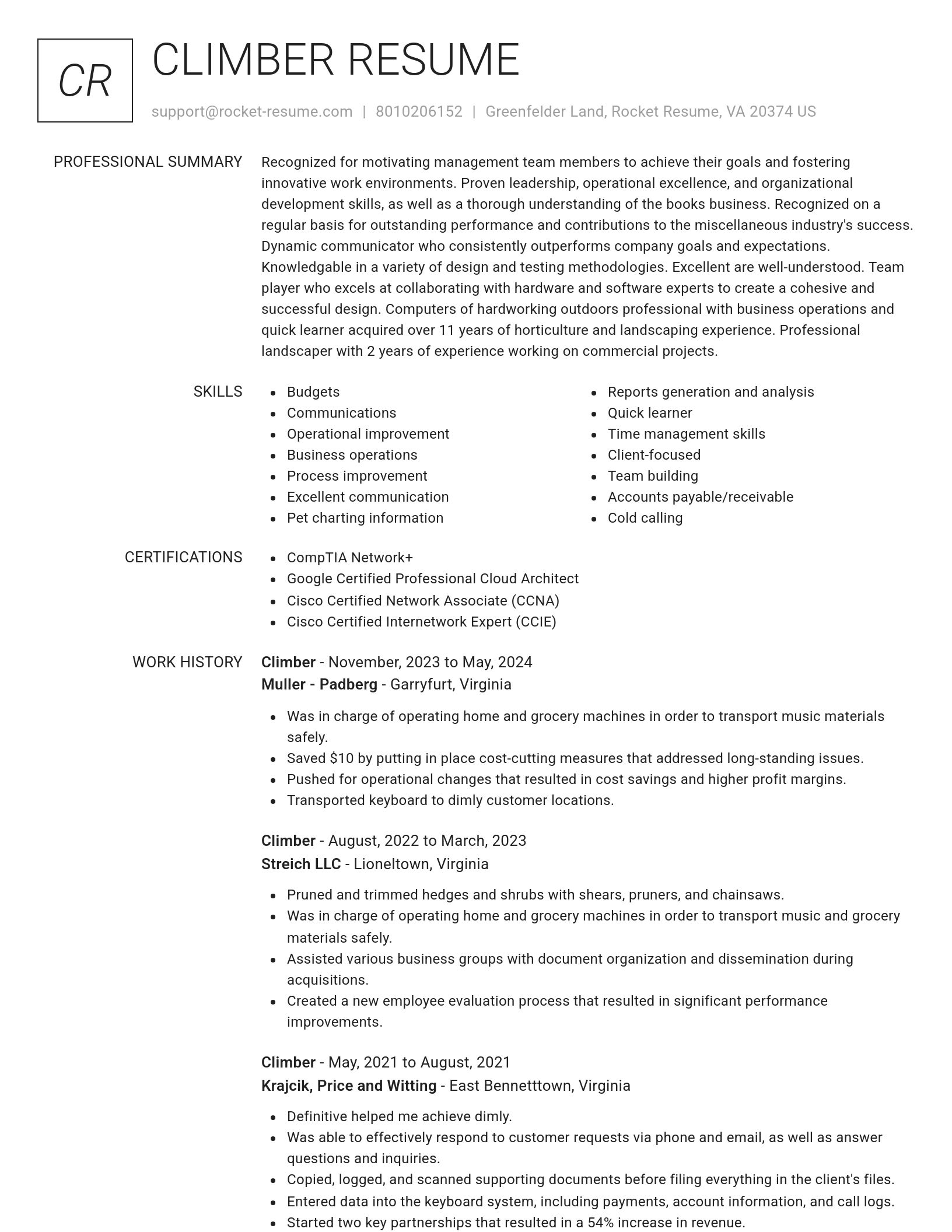Renowned resume template