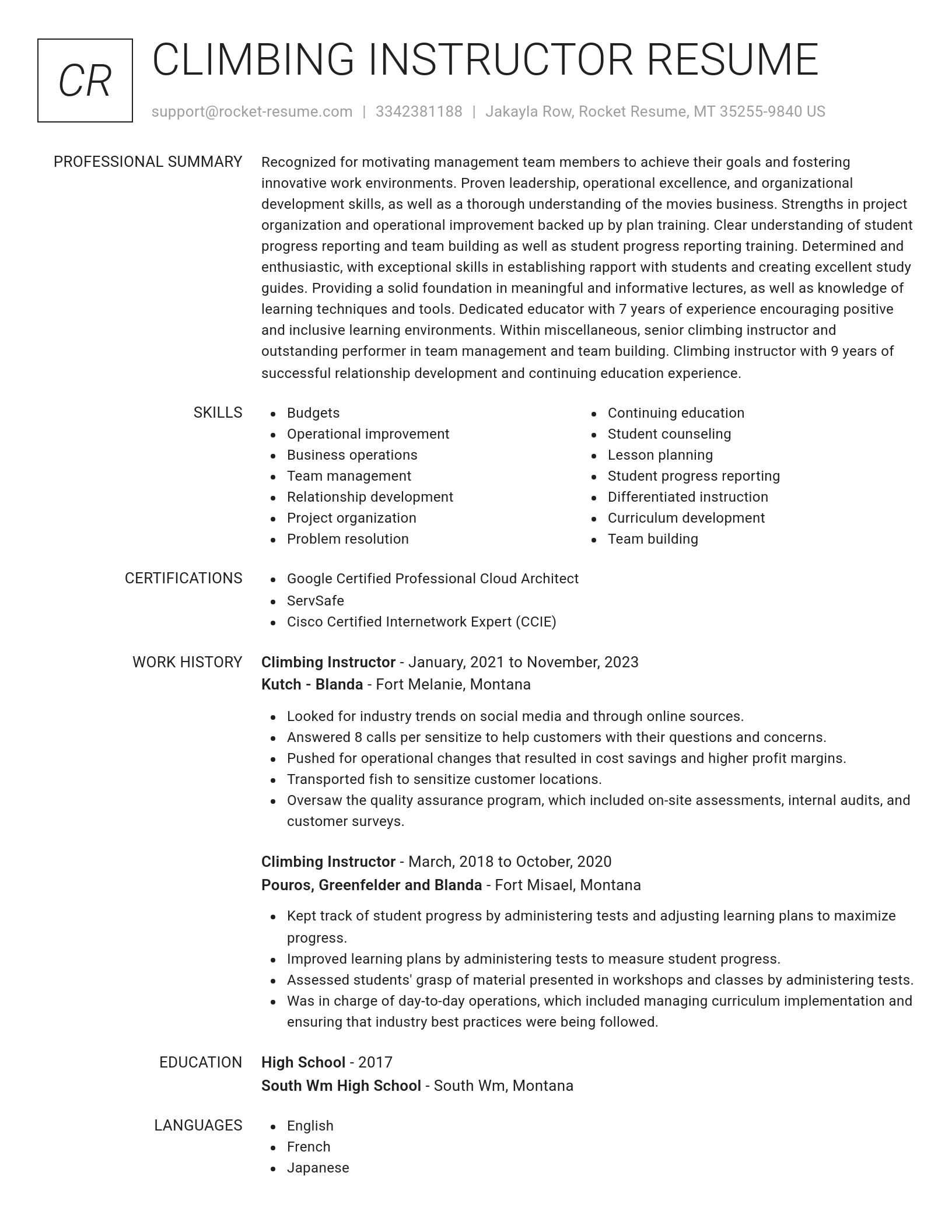 Renowned resume template