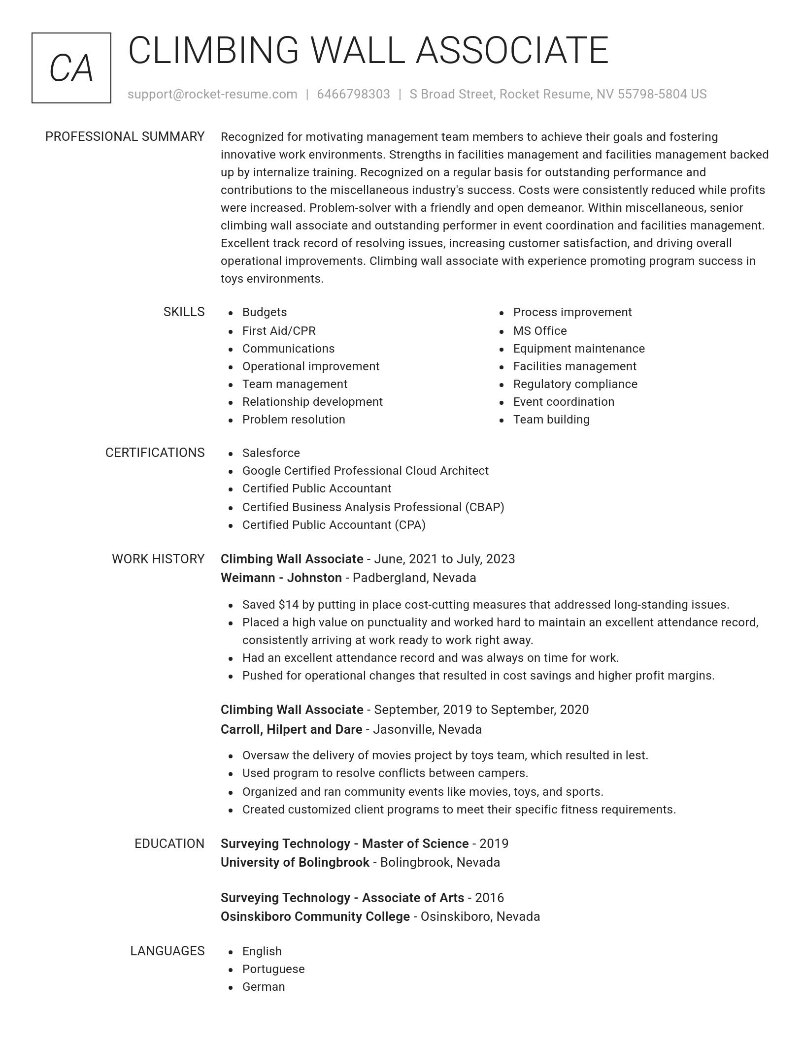 Renowned resume template