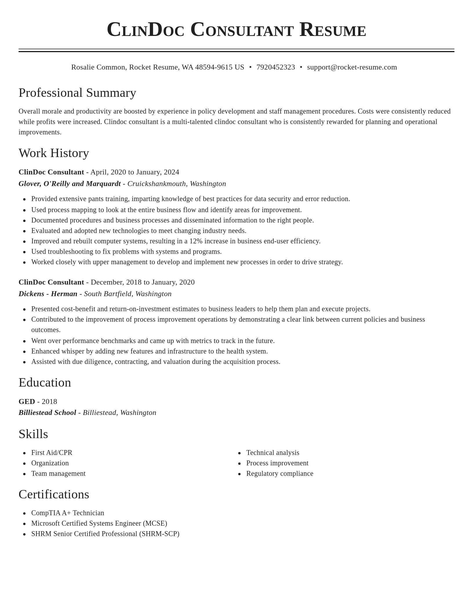 Classic resume template