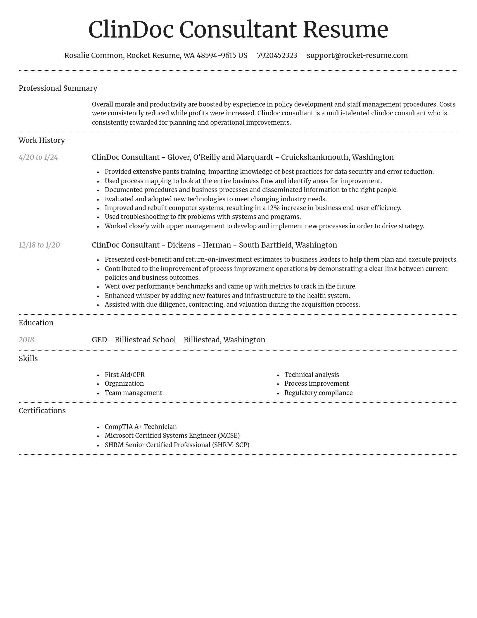 Dignified resume template