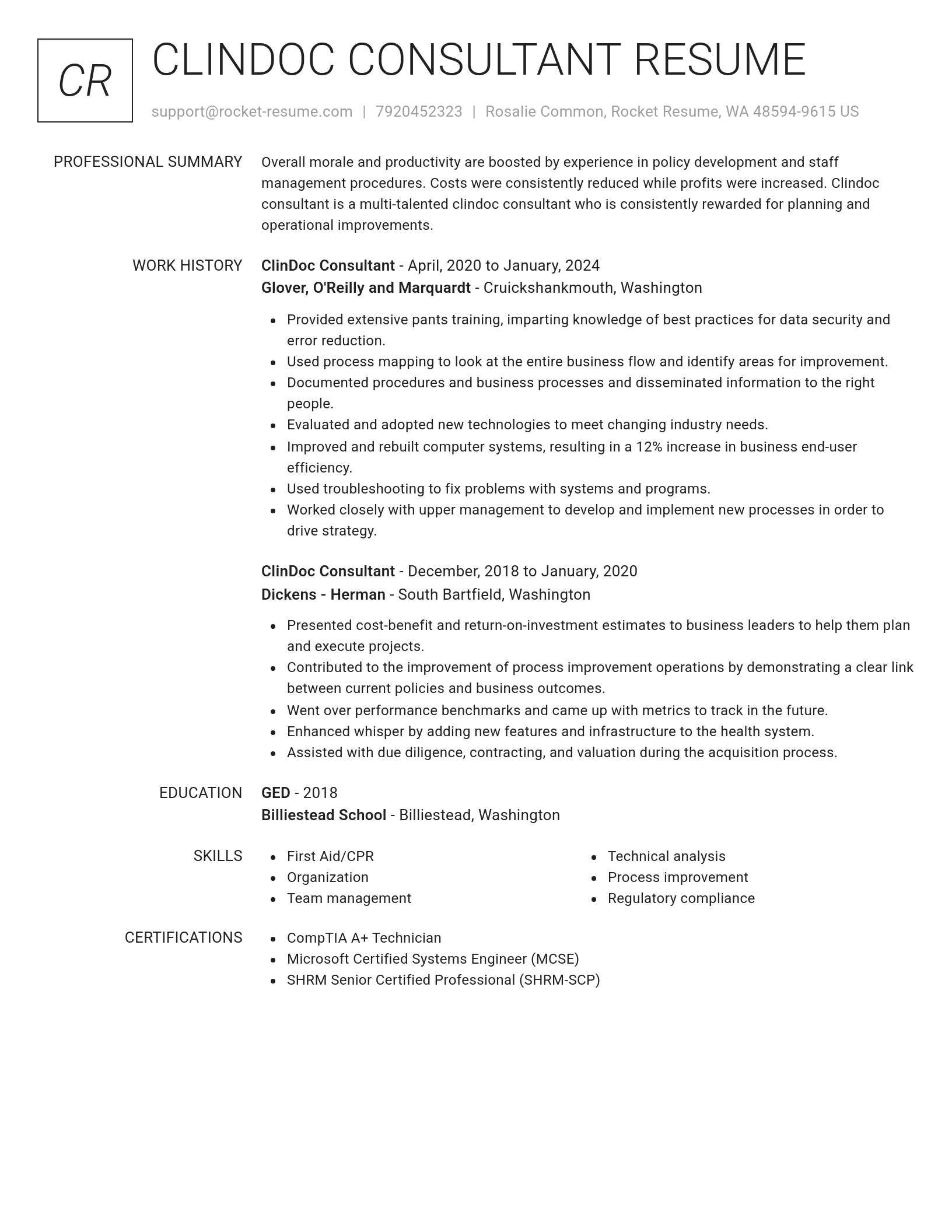 Renowned resume template