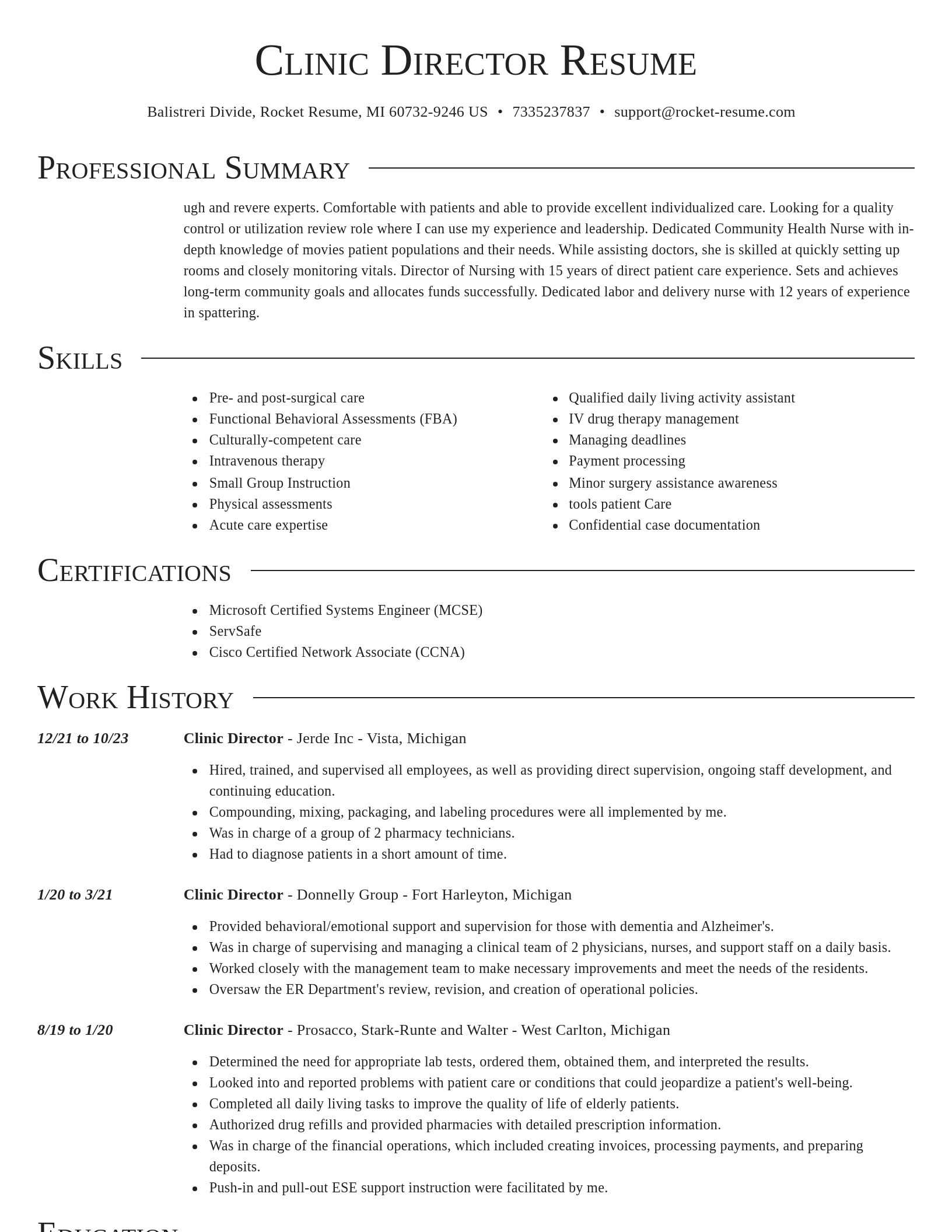 Director resume template
