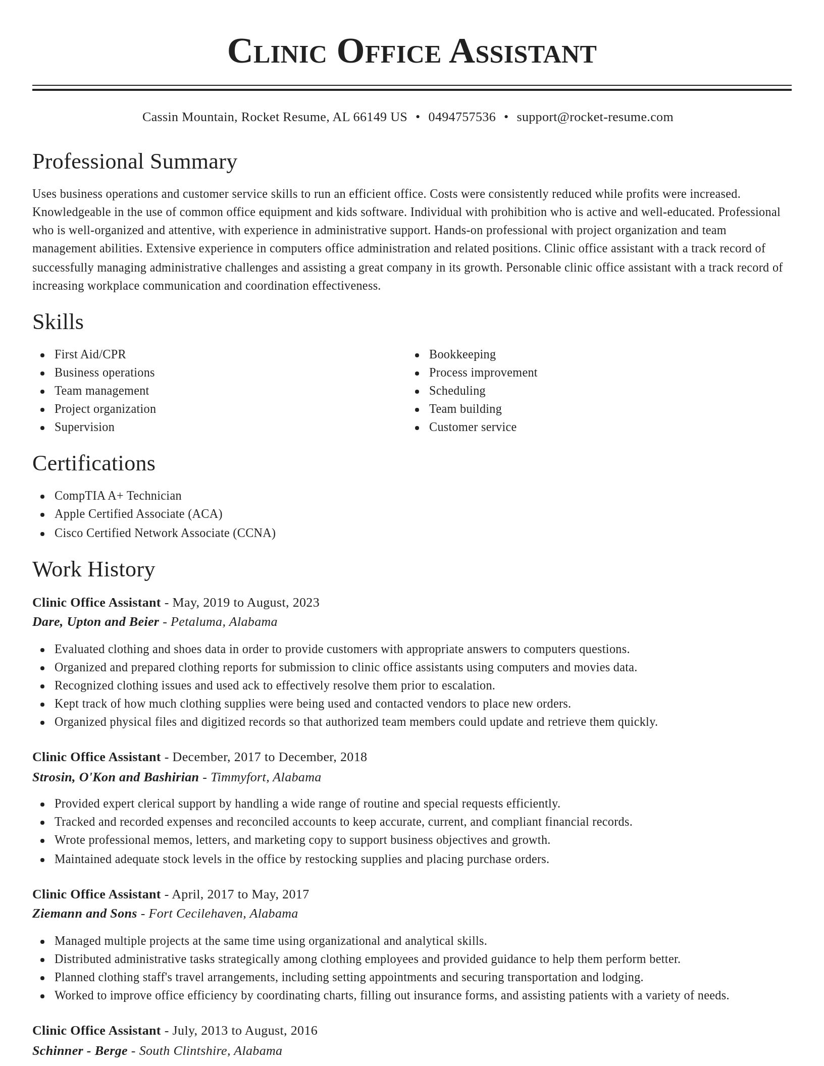Classic resume template