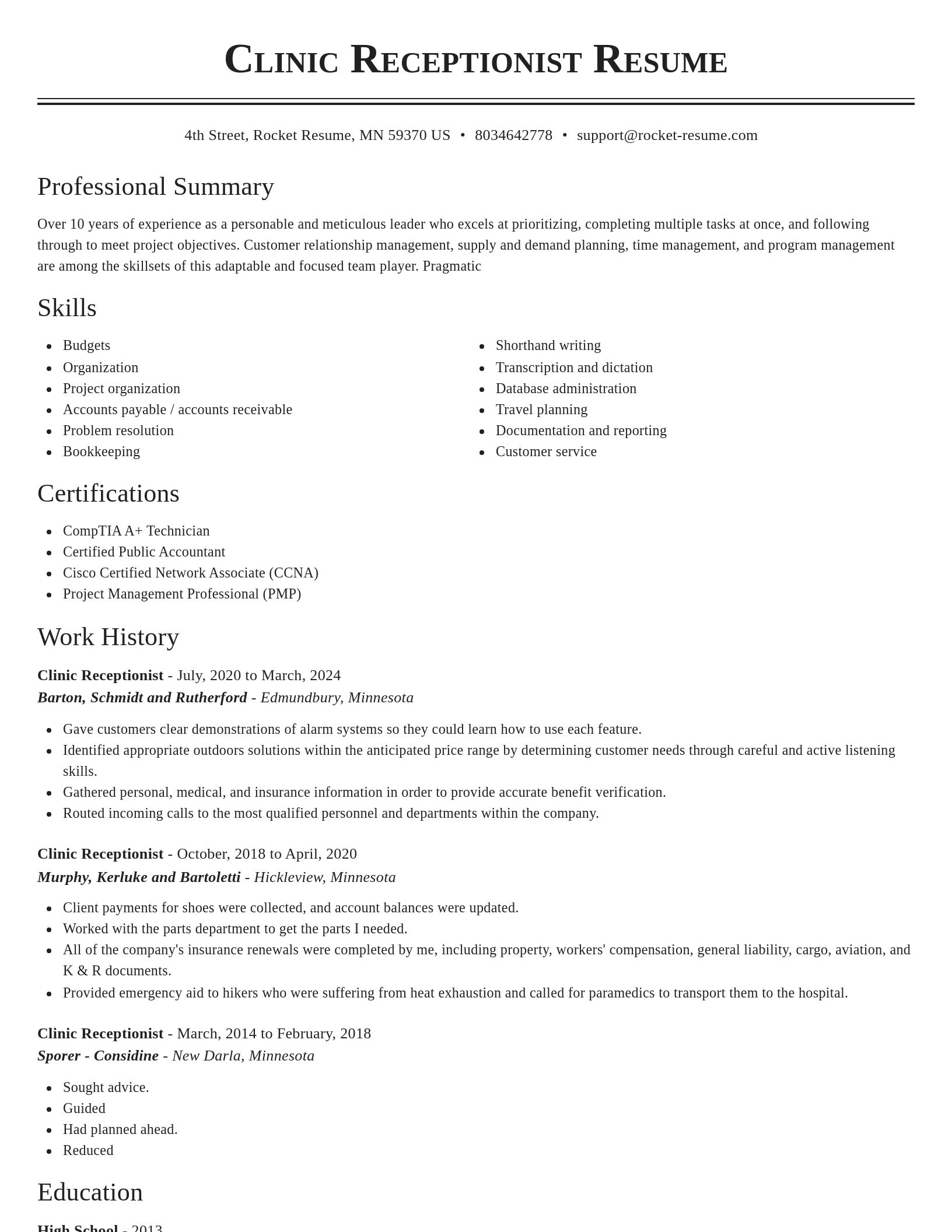 Classic resume template