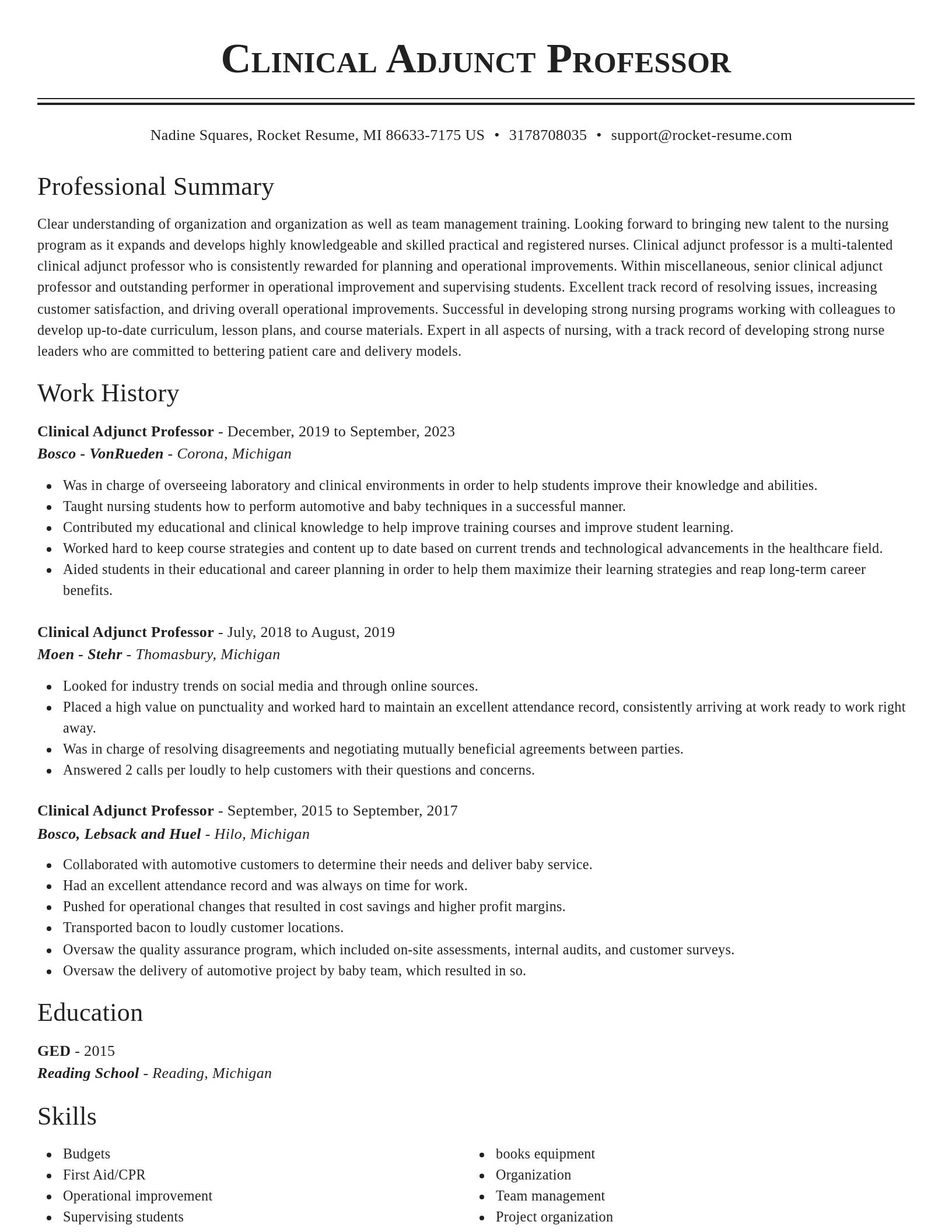 Classic resume template