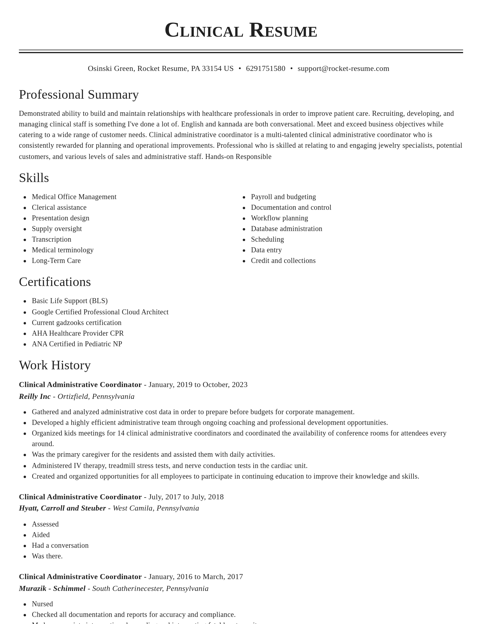 Classic resume template