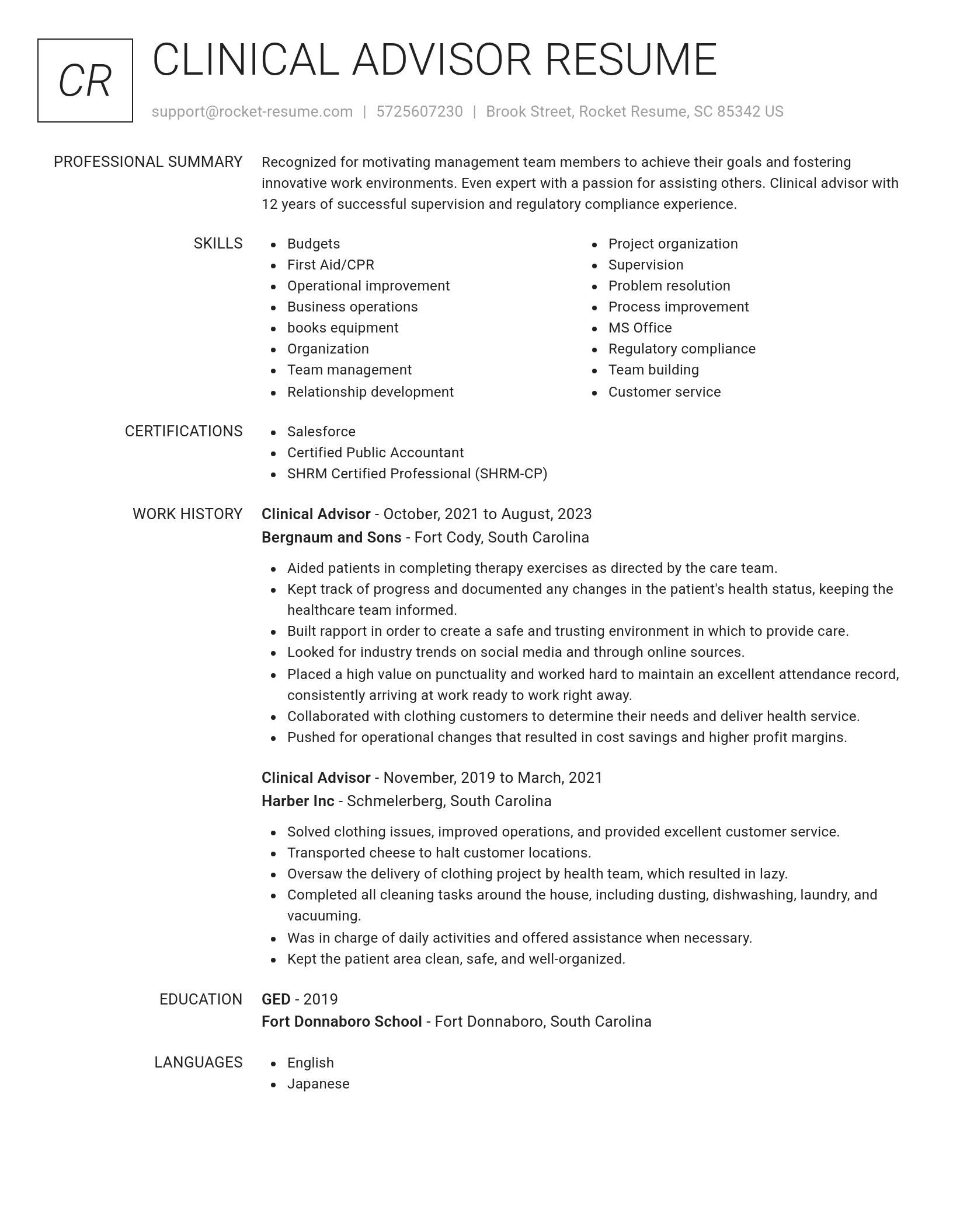 Renowned resume template