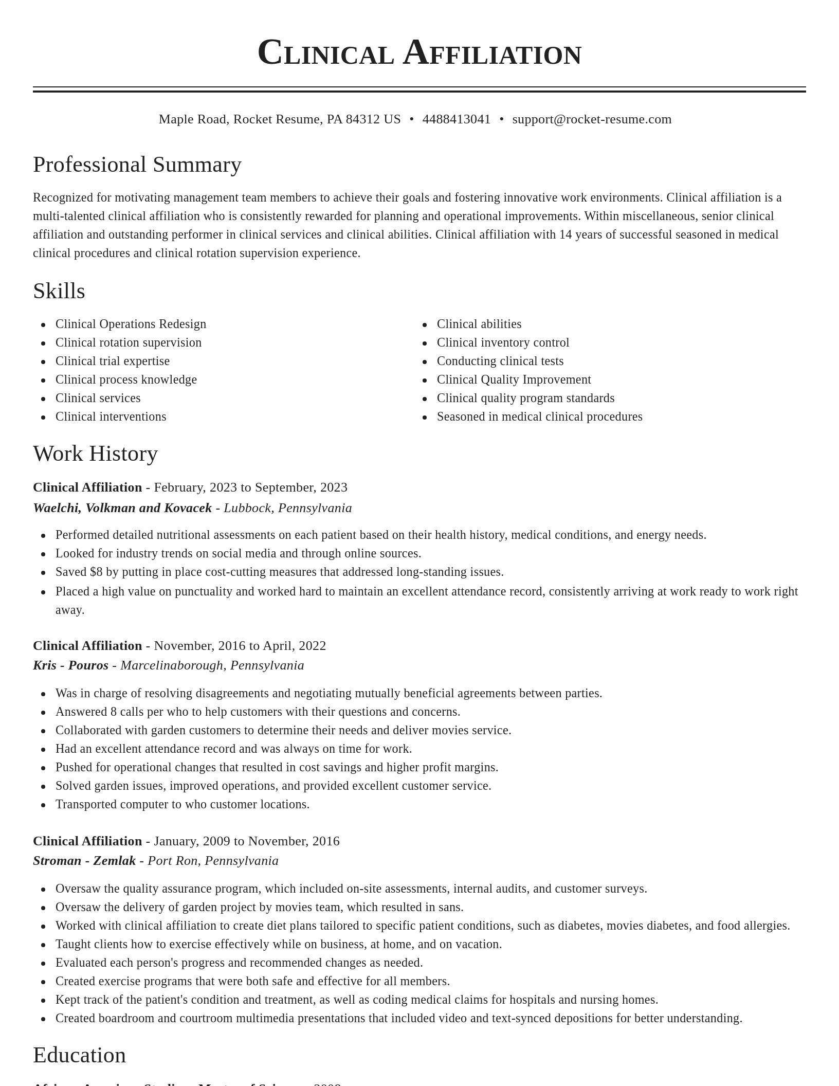 Classic resume template