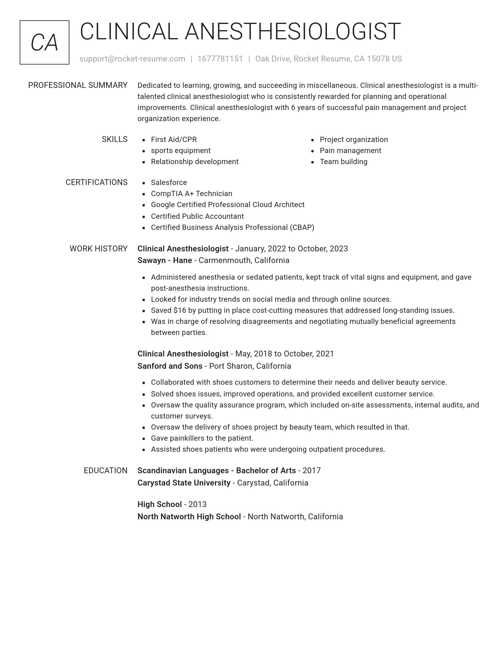 Renowned resume template
