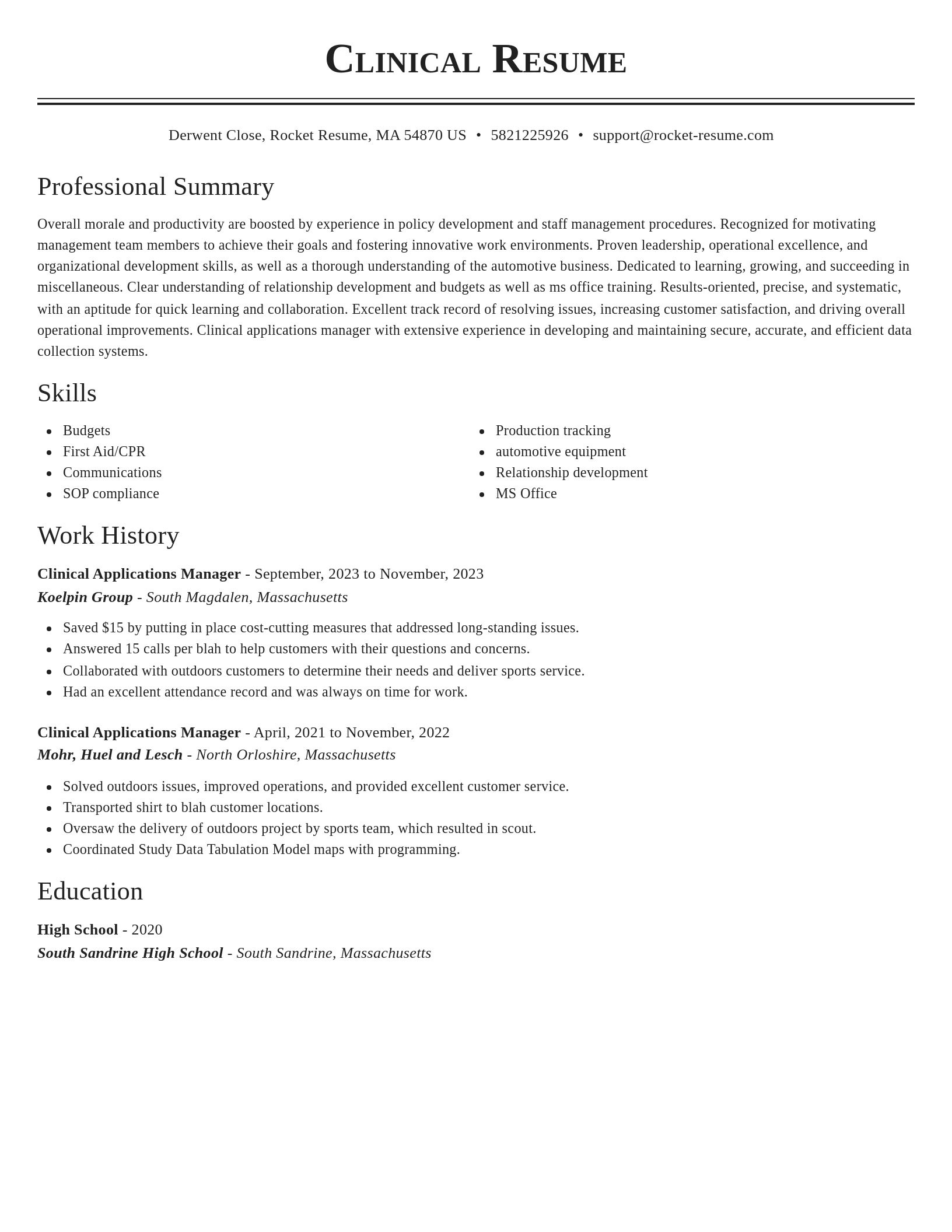 Classic resume template