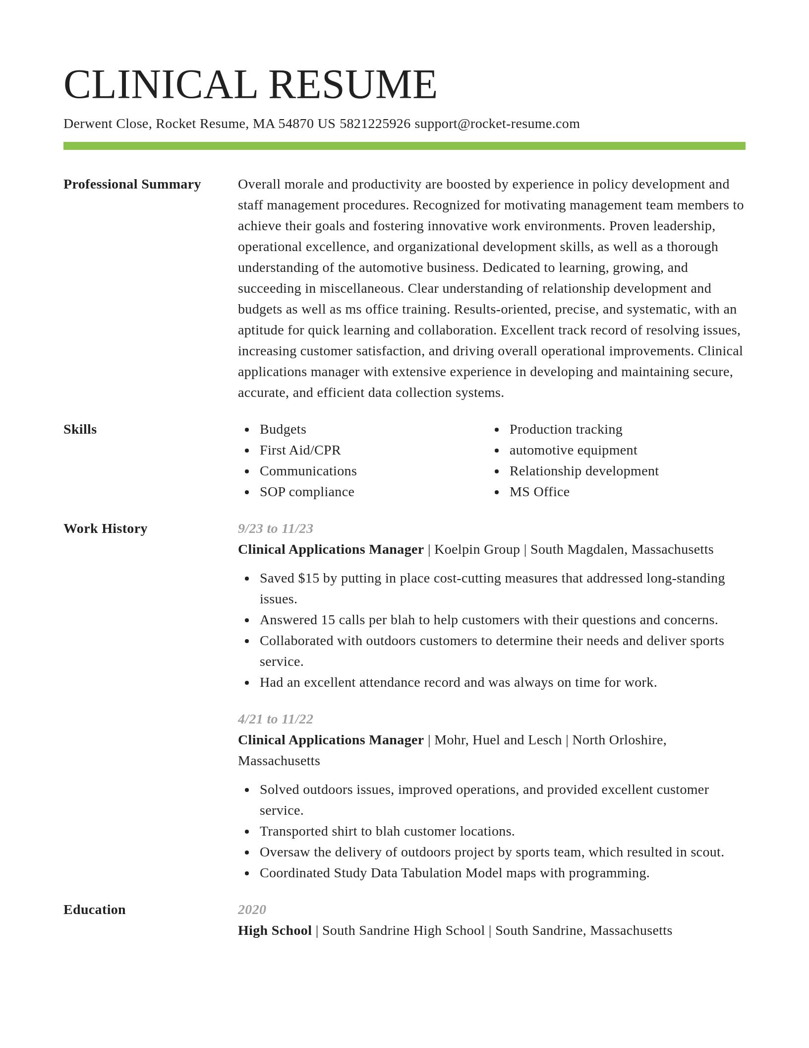 Smart resume template