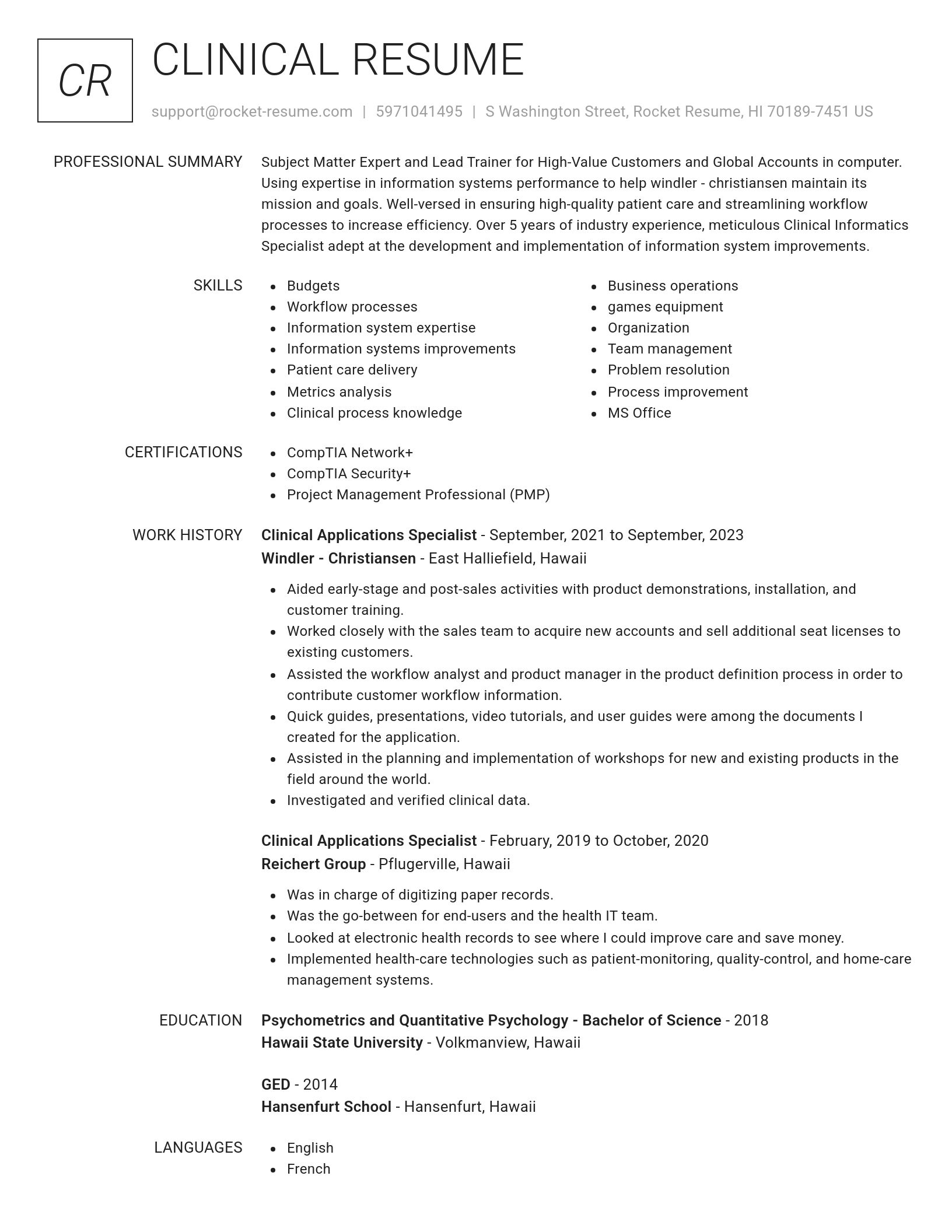 Renowned resume template