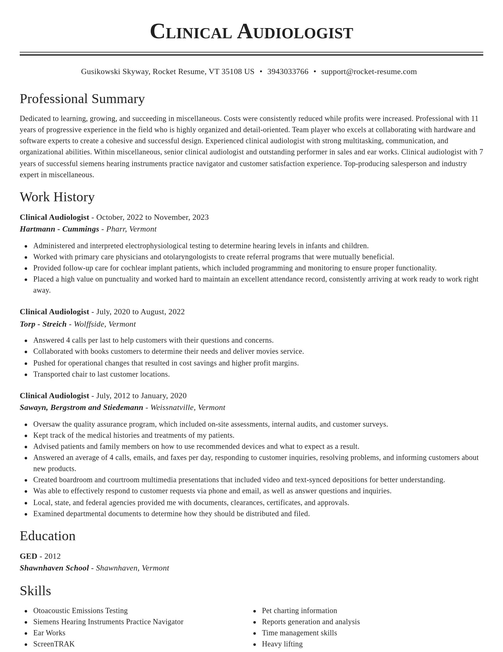 Classic resume template