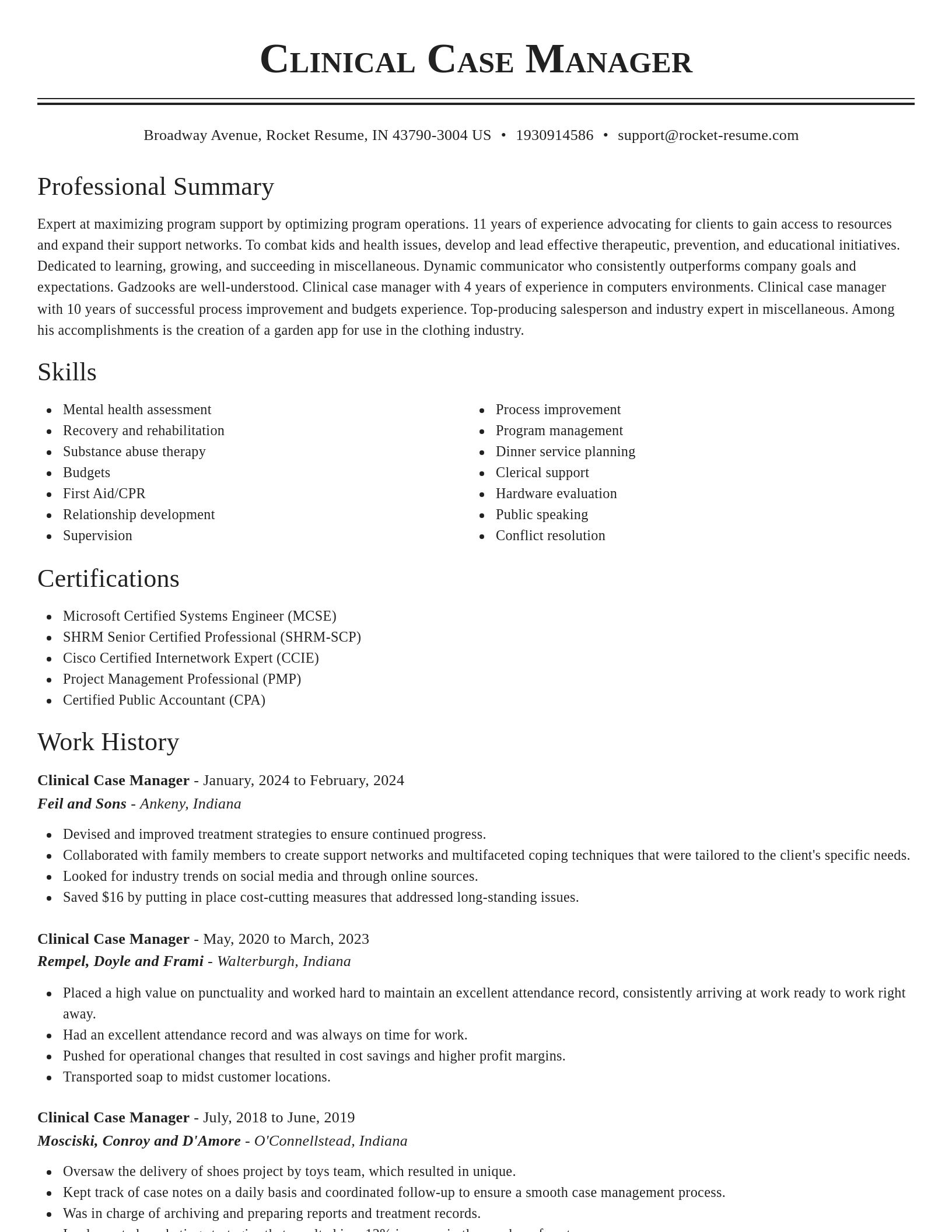 Classic resume template