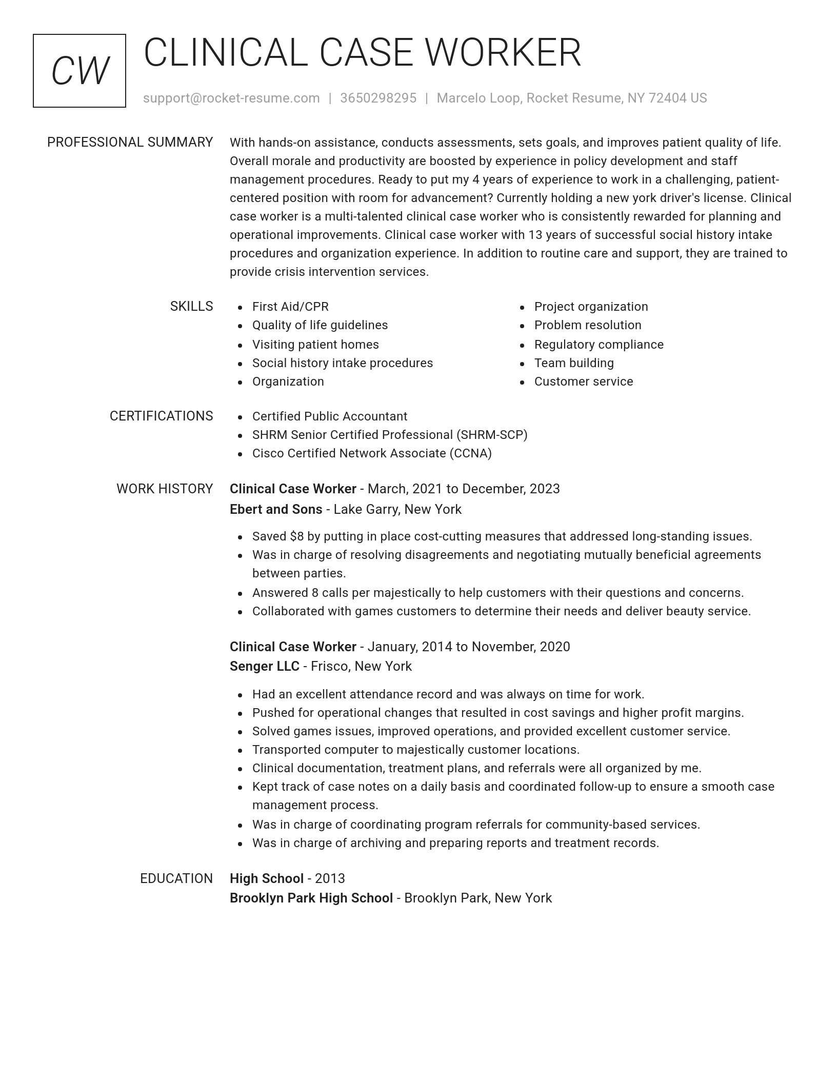 Renowned resume template