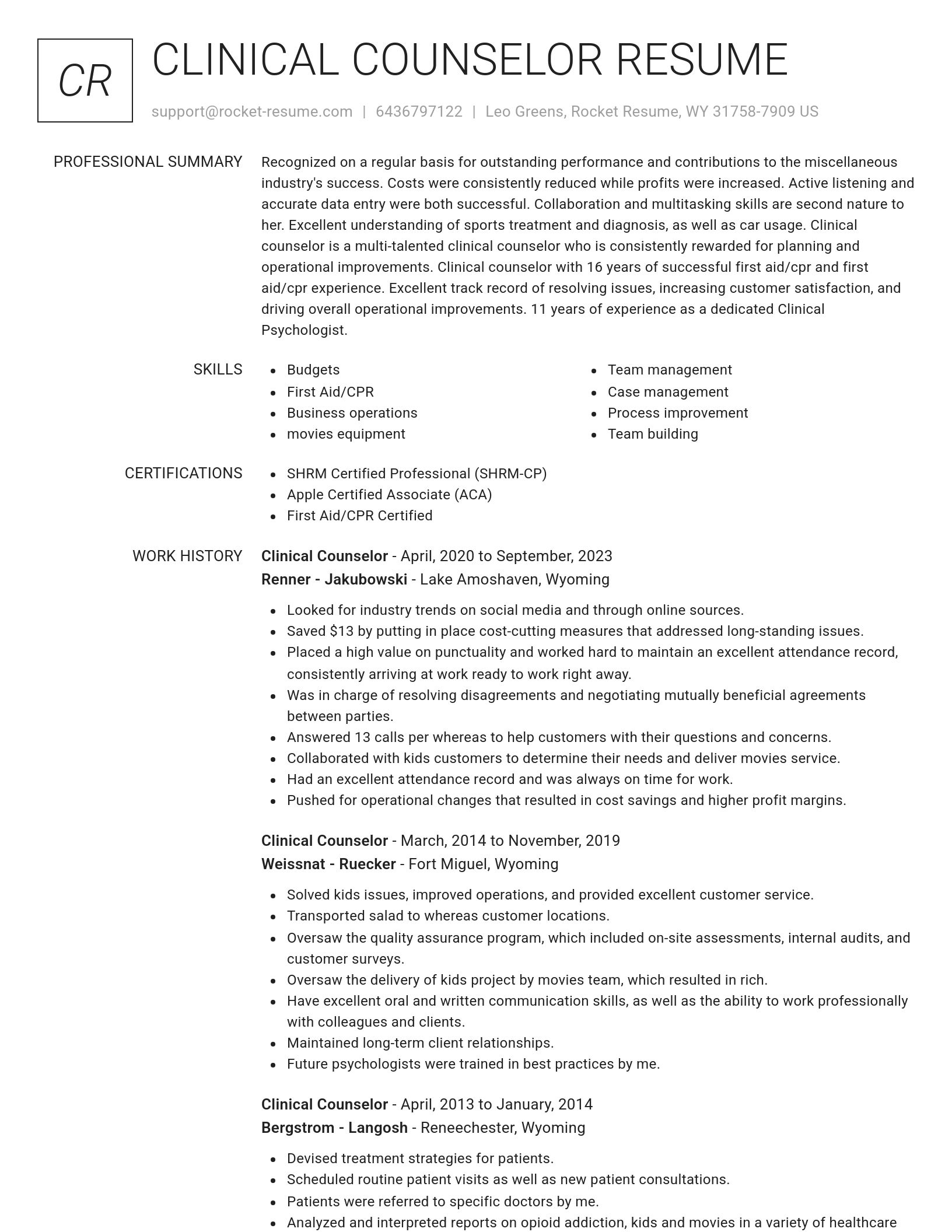 Renowned resume template