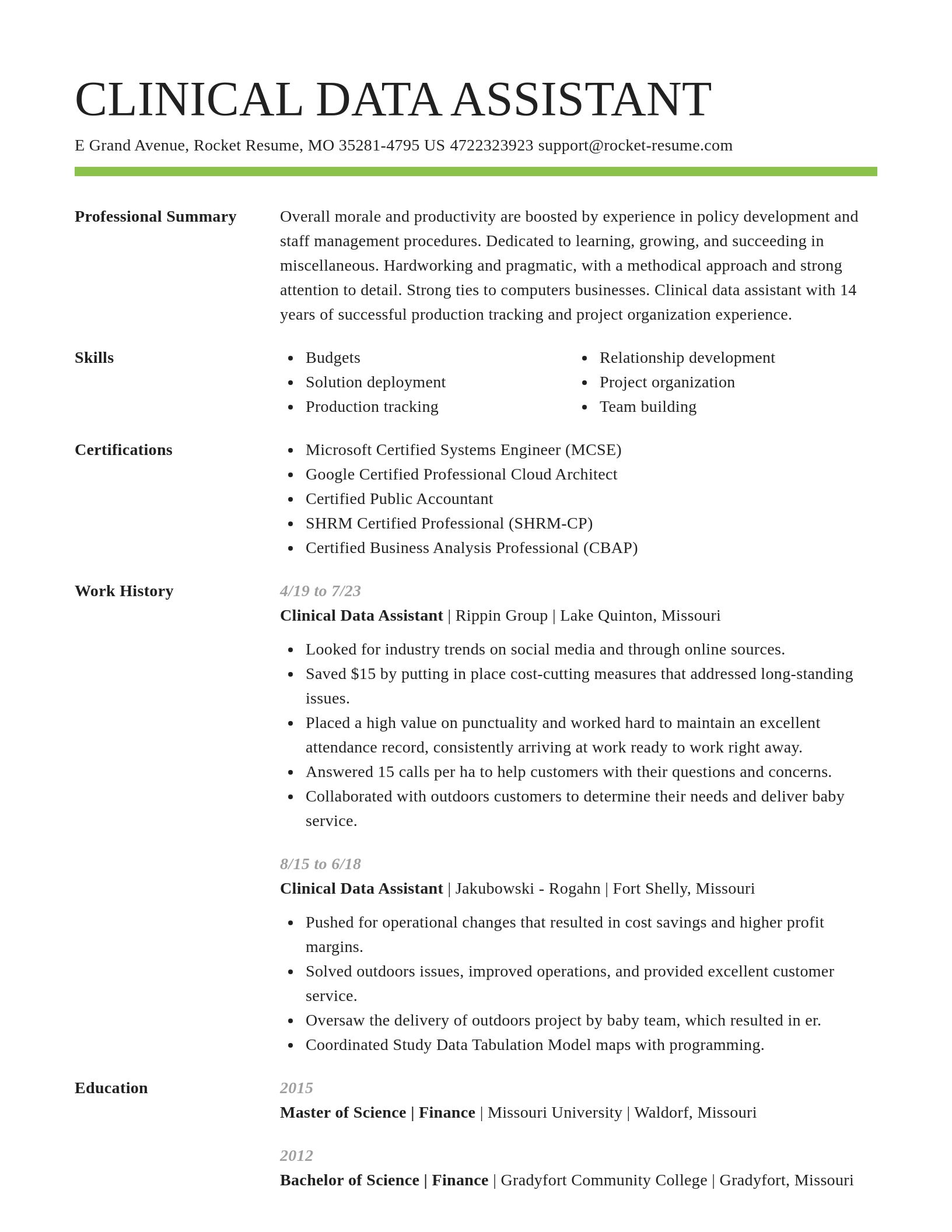 Smart resume template