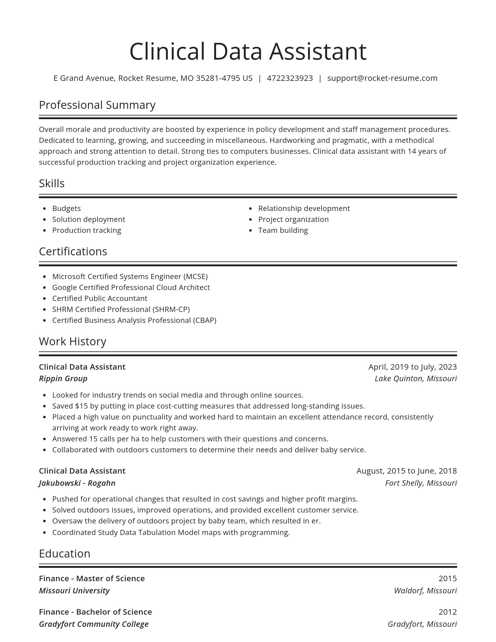 Spotlight resume template