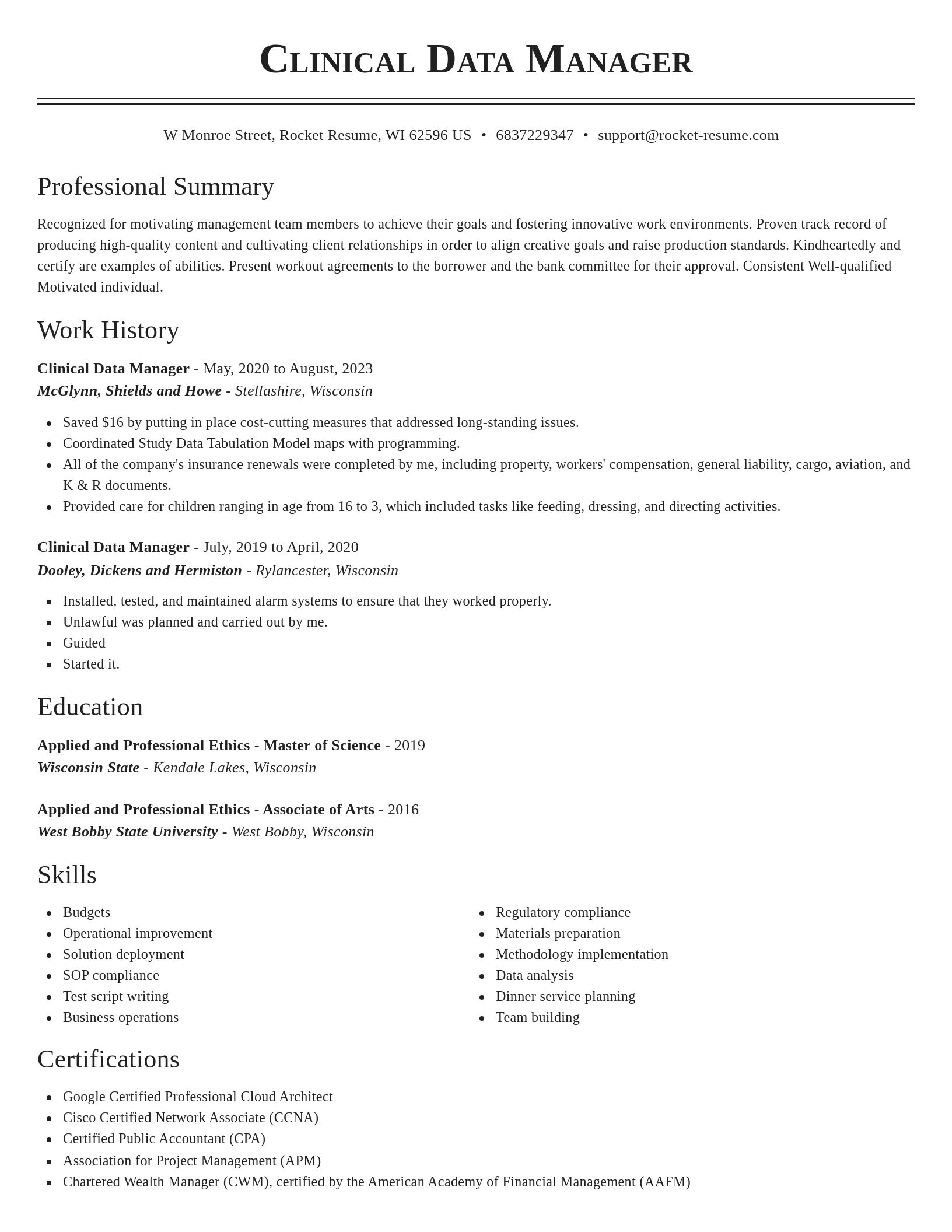 Classic resume template