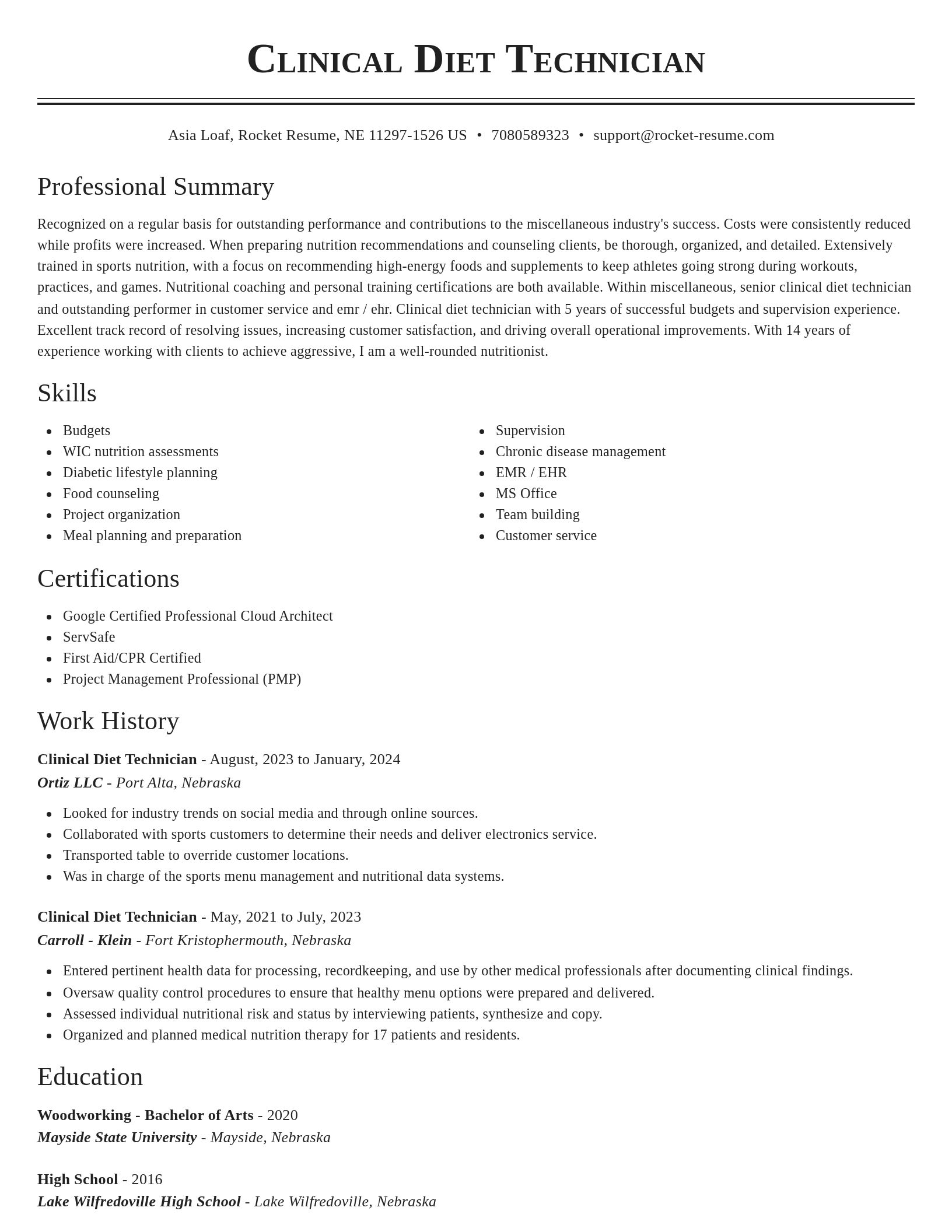 Classic resume template