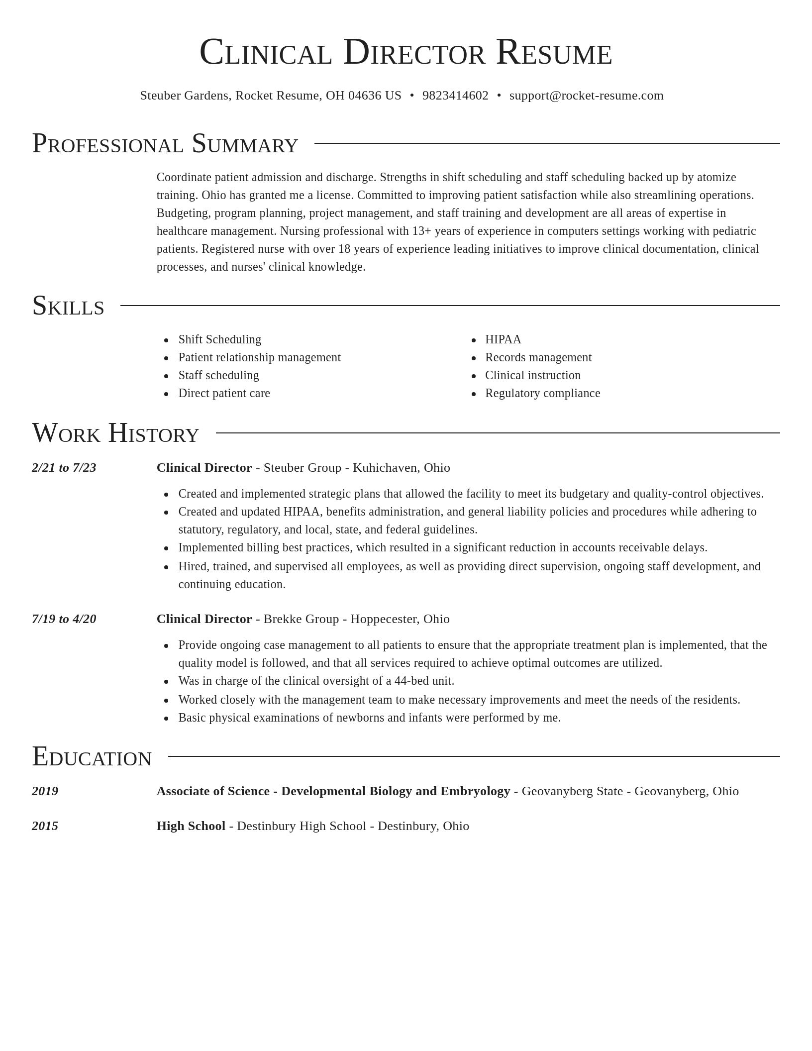 Director resume template