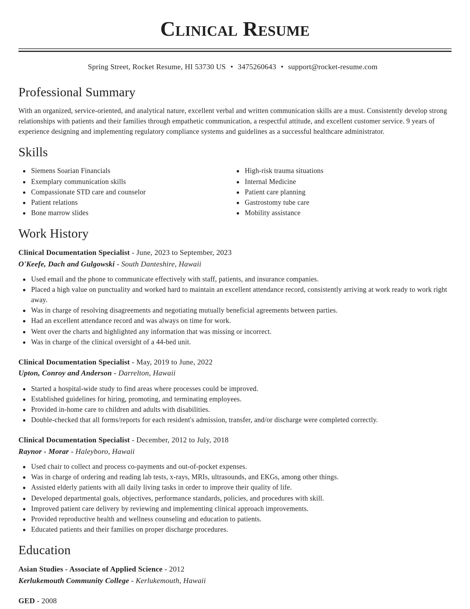 Classic resume template