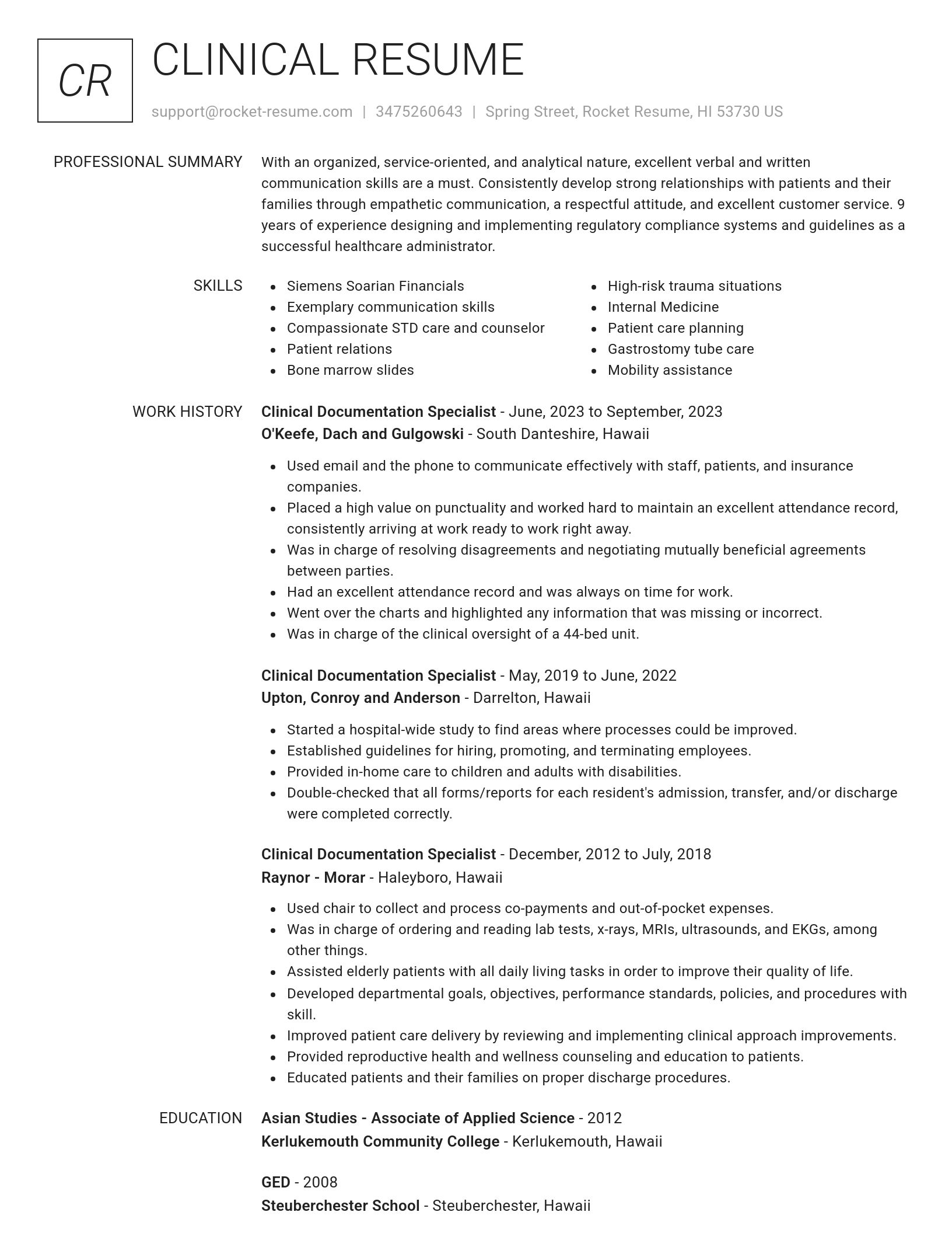 Renowned resume template