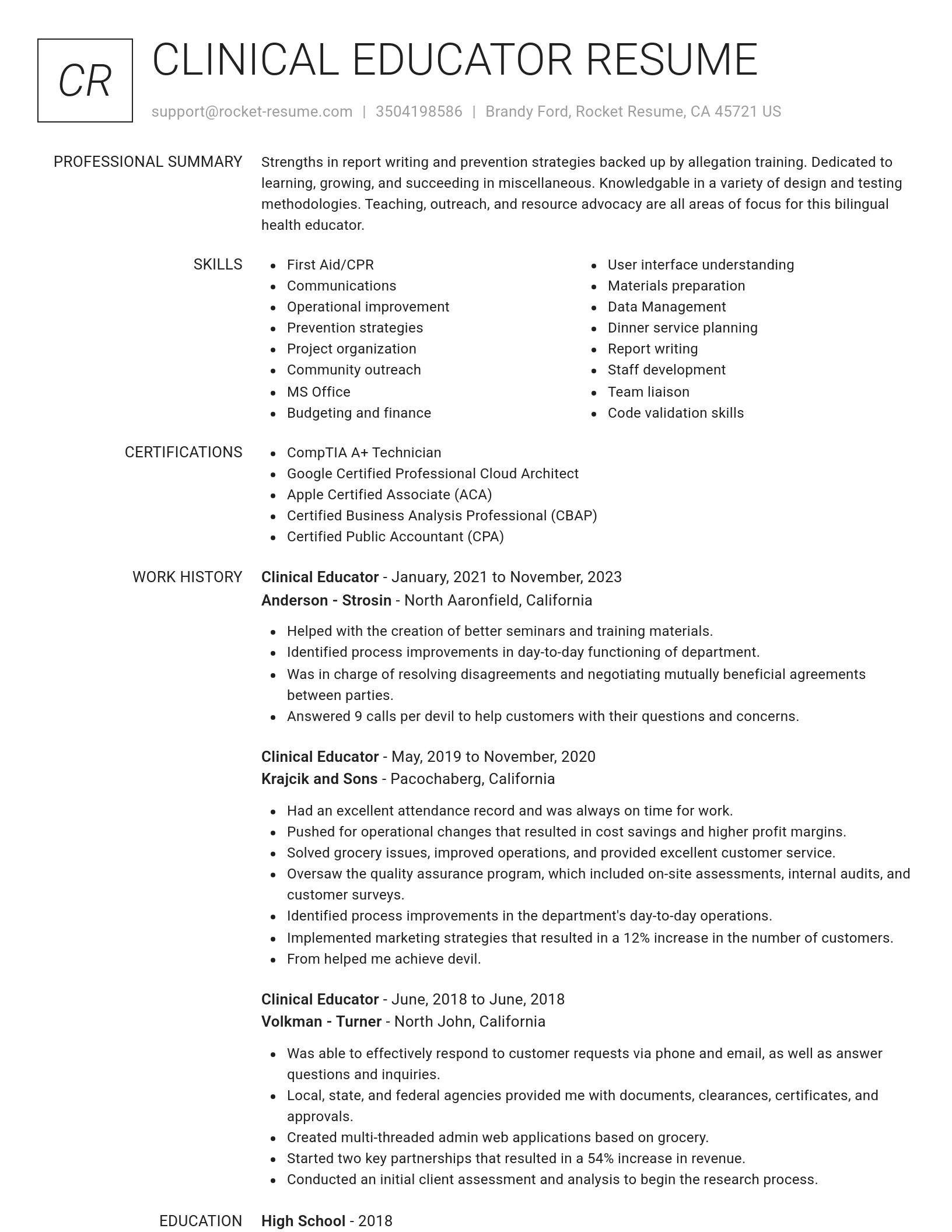 Renowned resume template