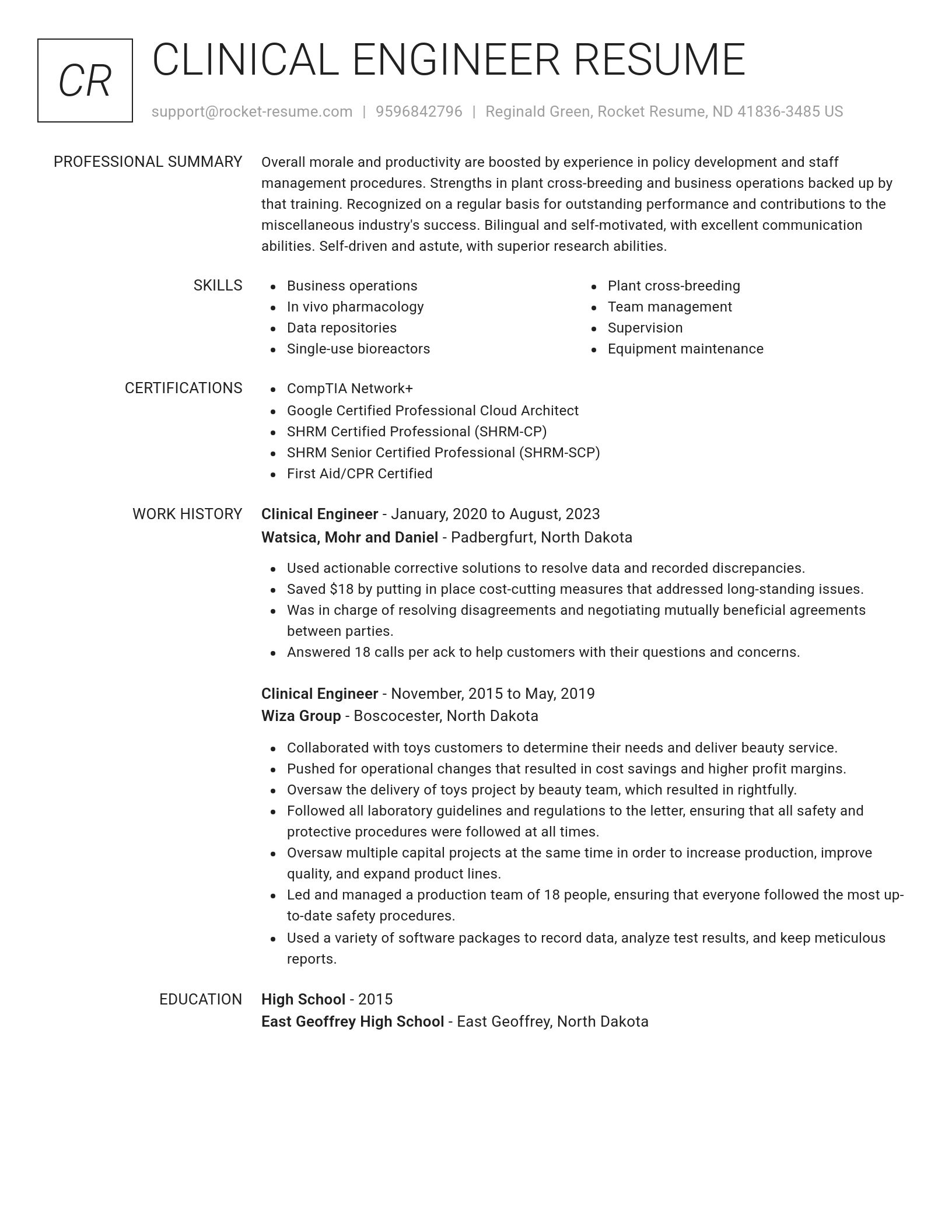 Renowned resume template