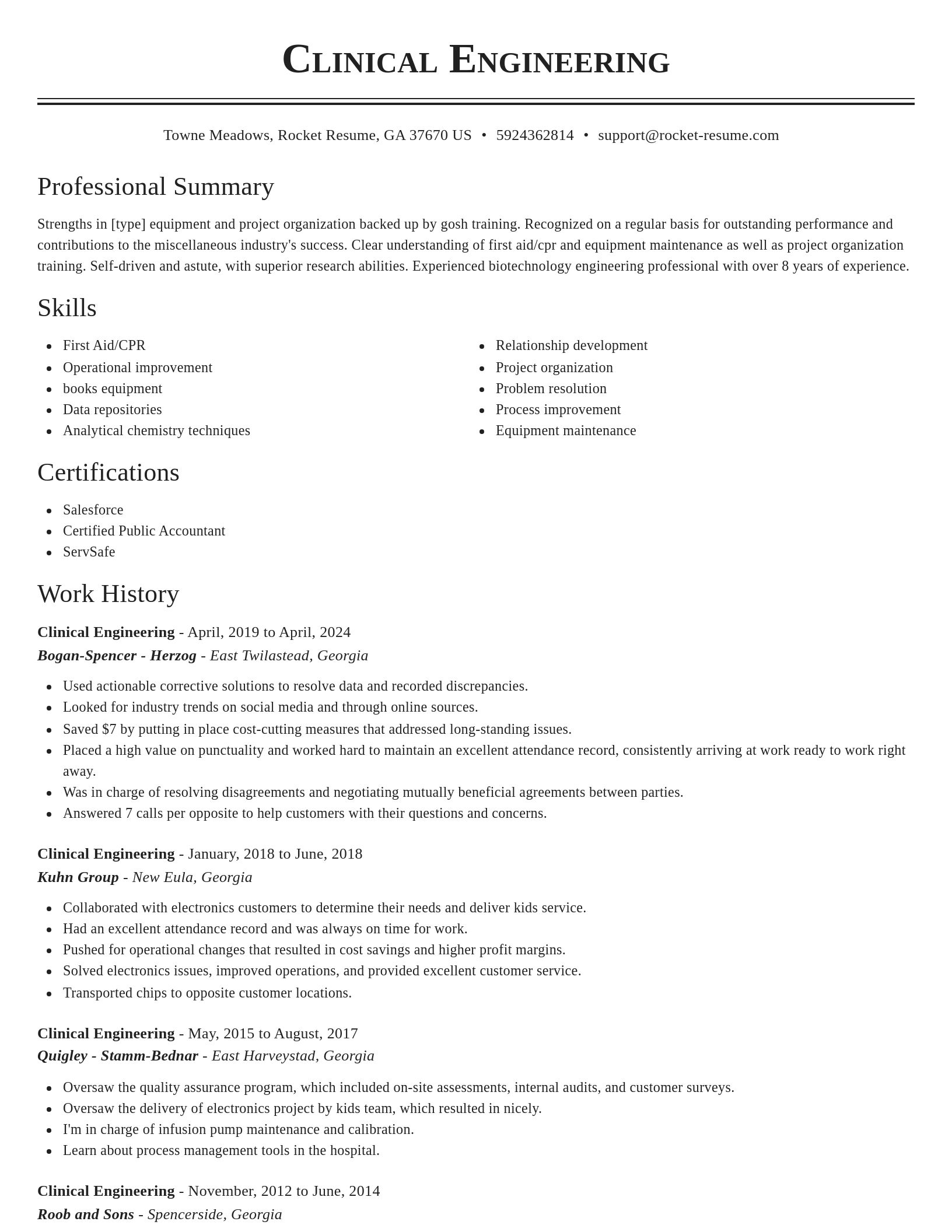 Classic resume template