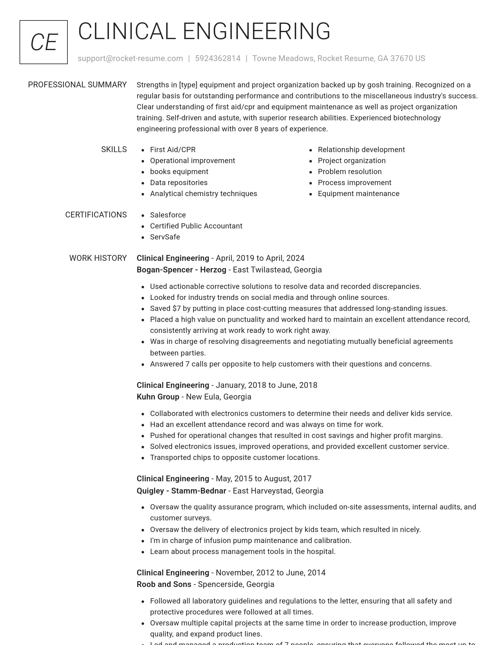 Renowned resume template