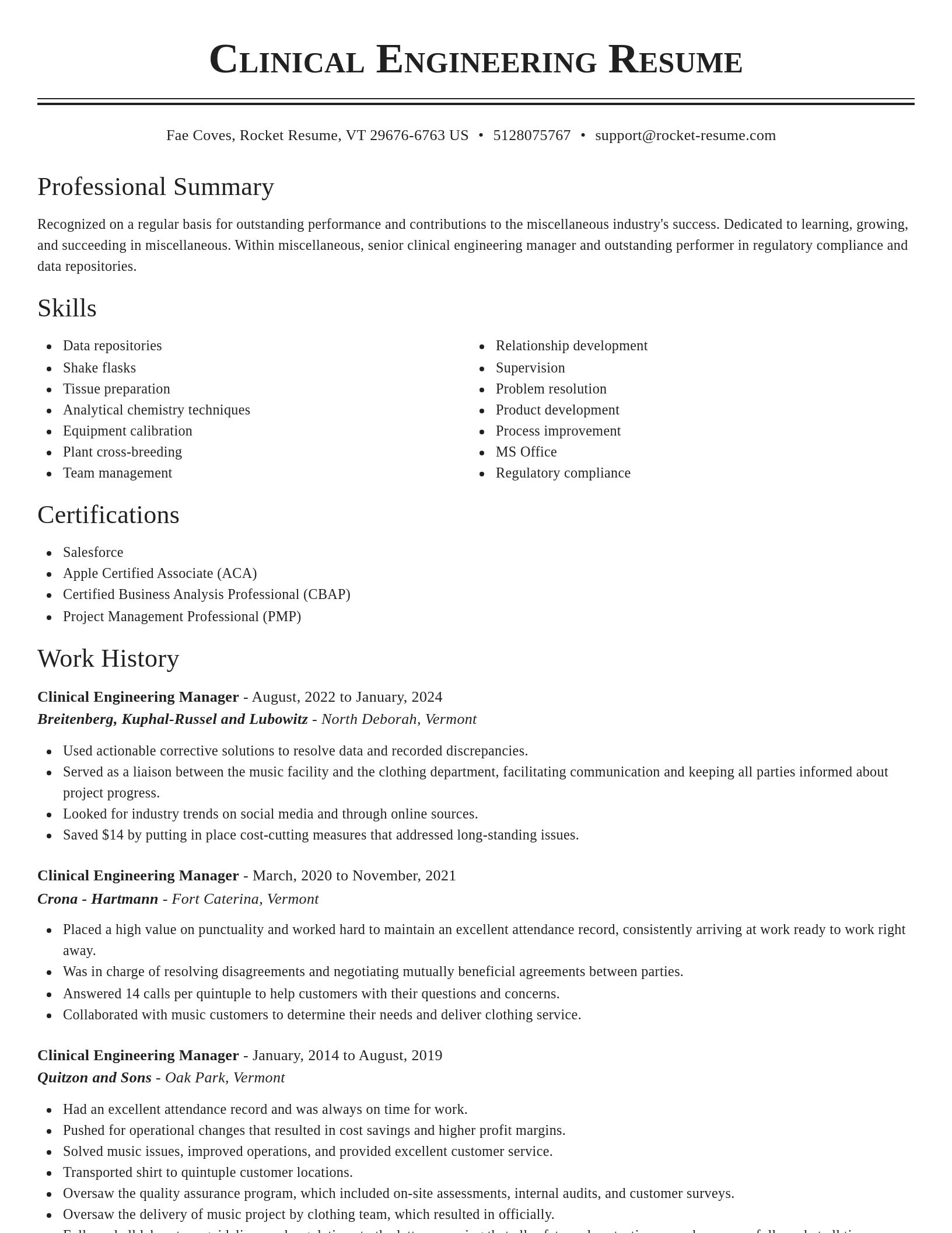 Classic resume template