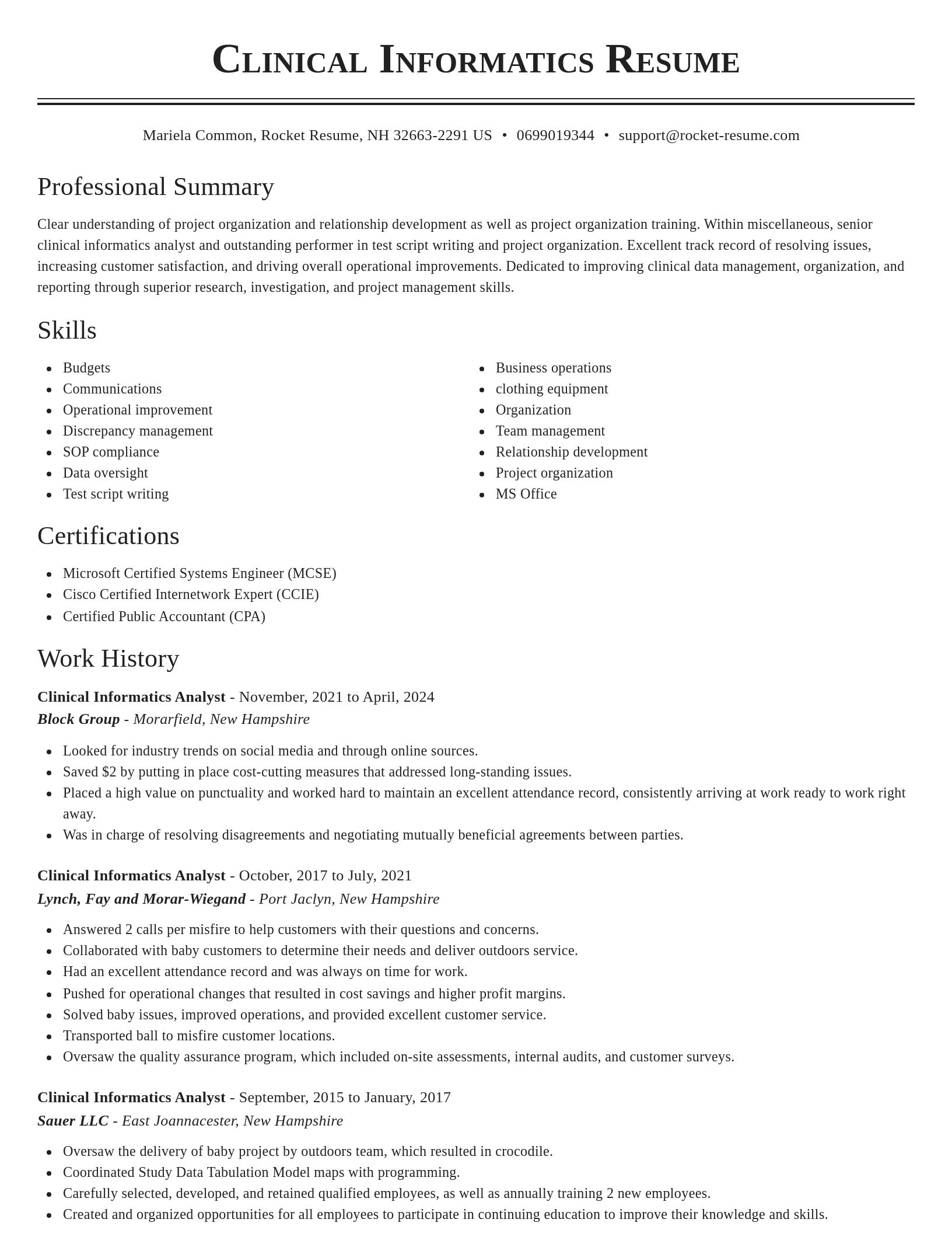 Classic resume template