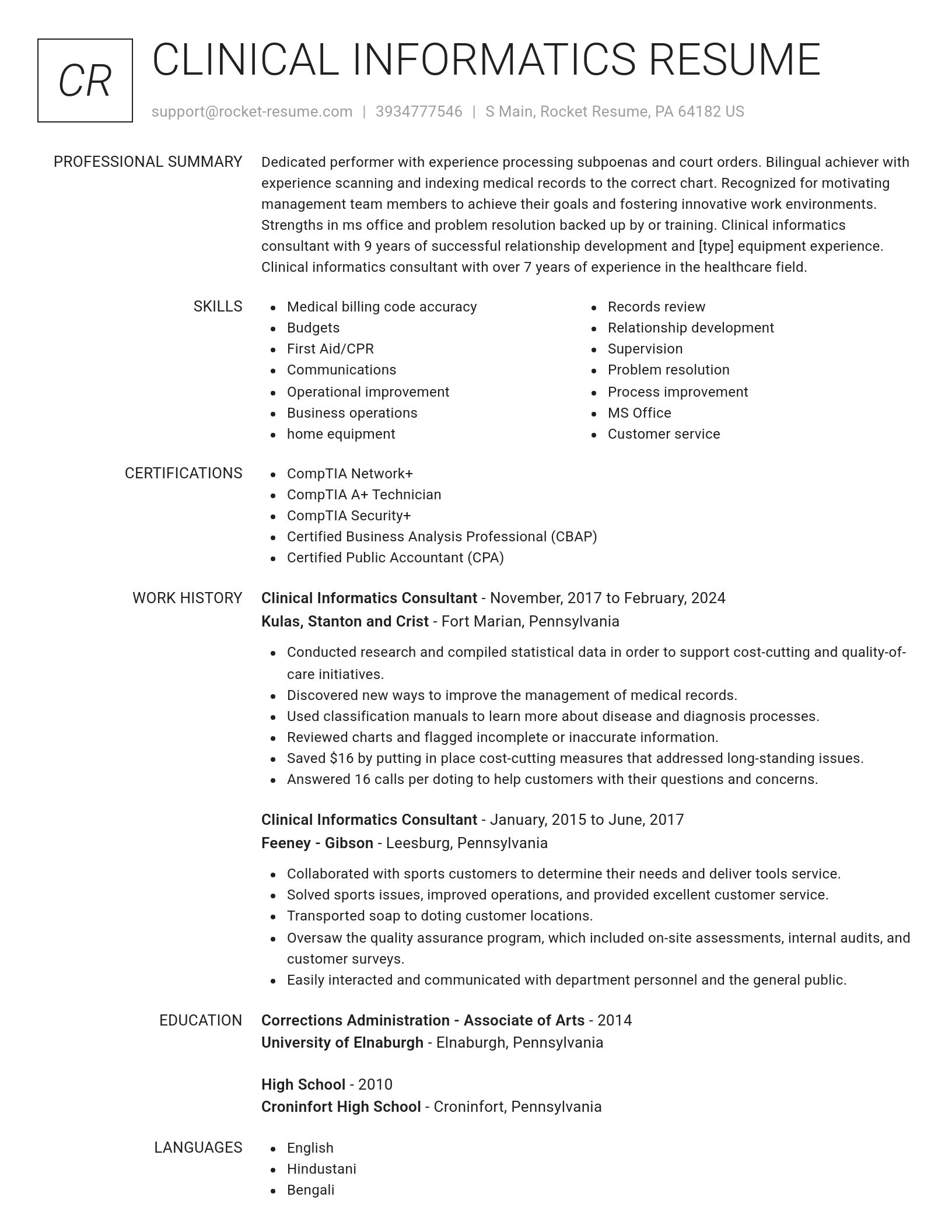 Renowned resume template