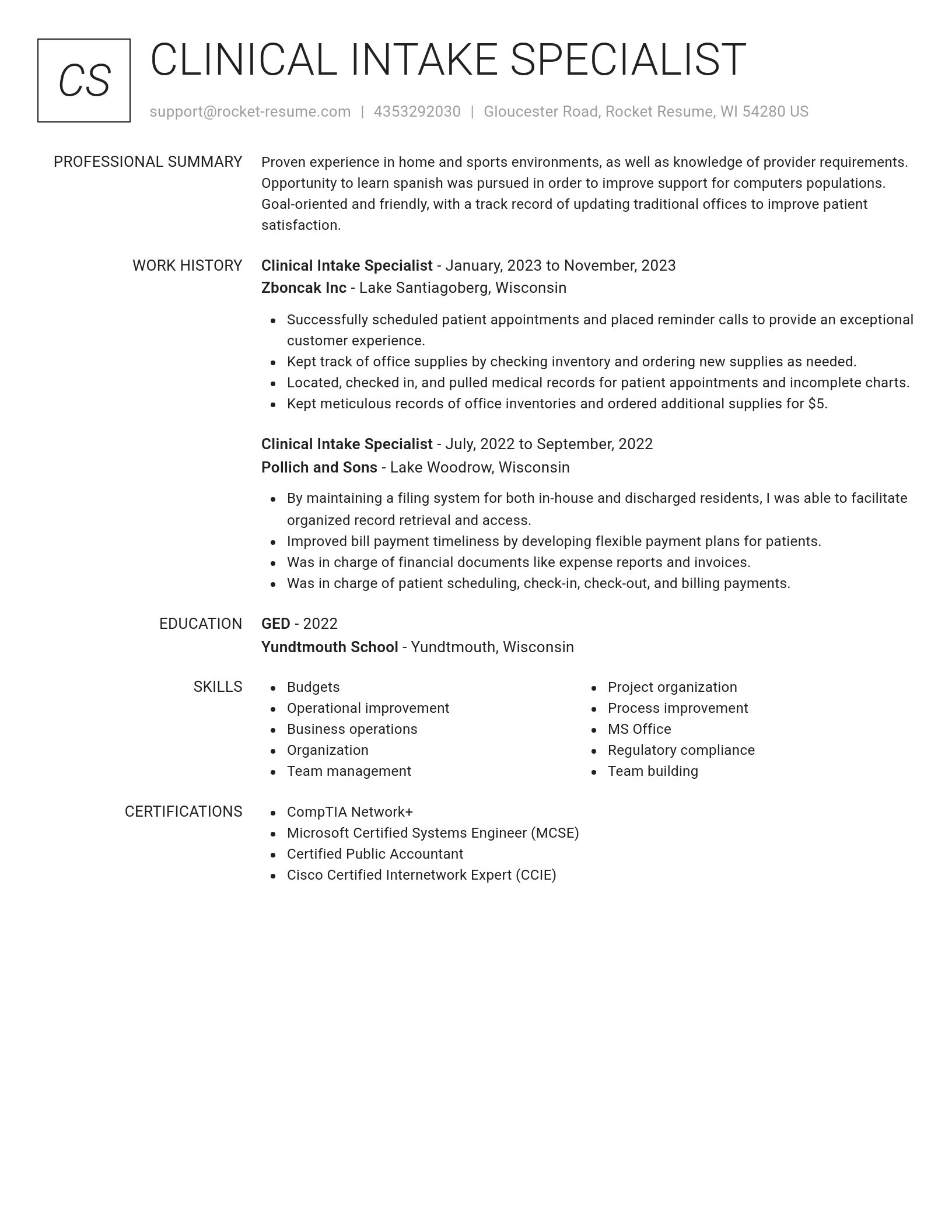Renowned resume template
