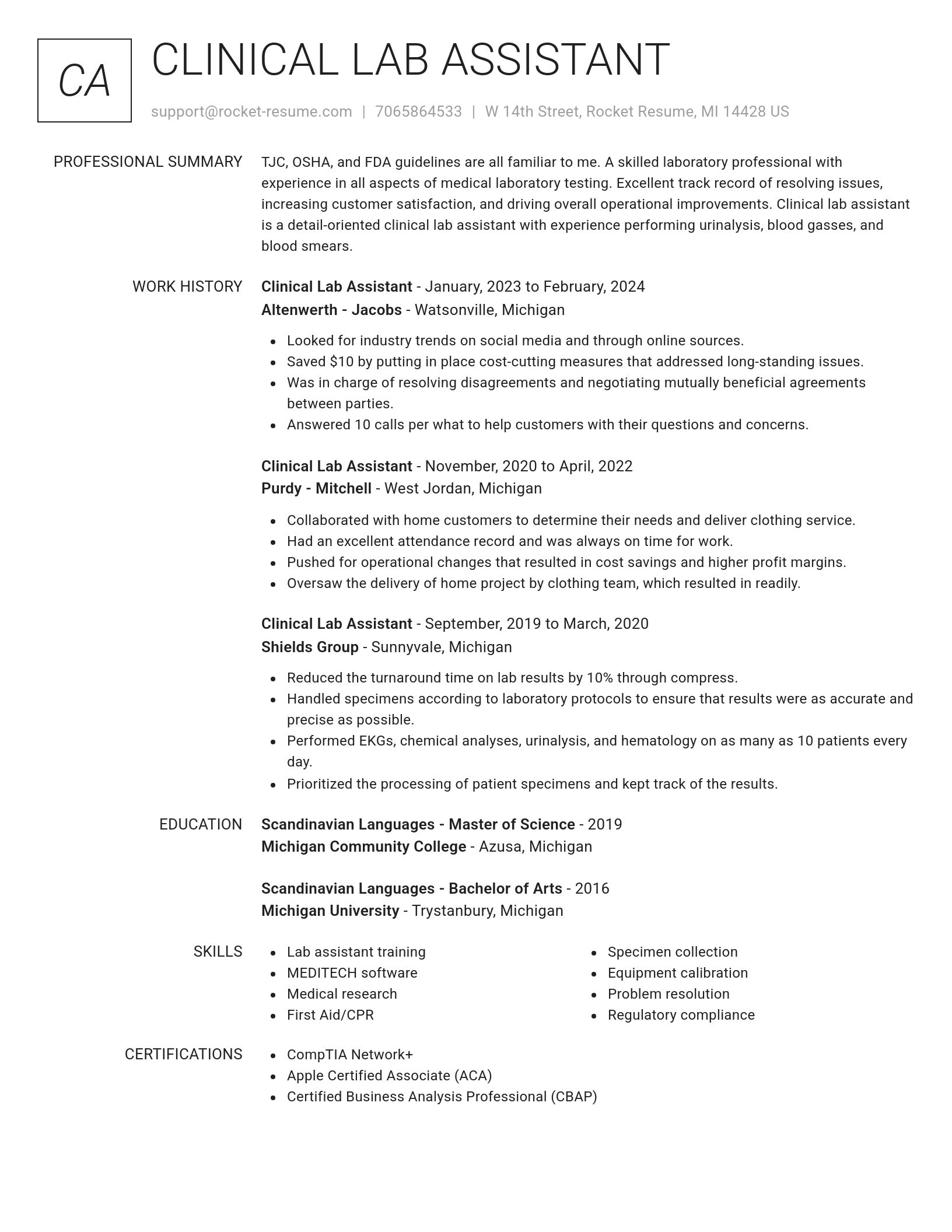 Renowned resume template