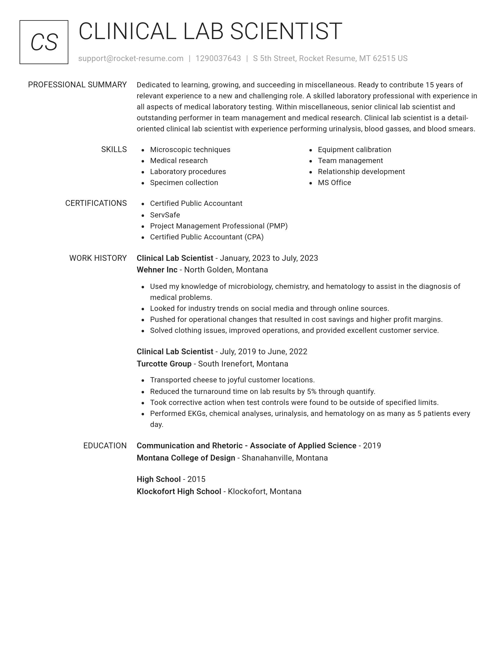 Renowned resume template