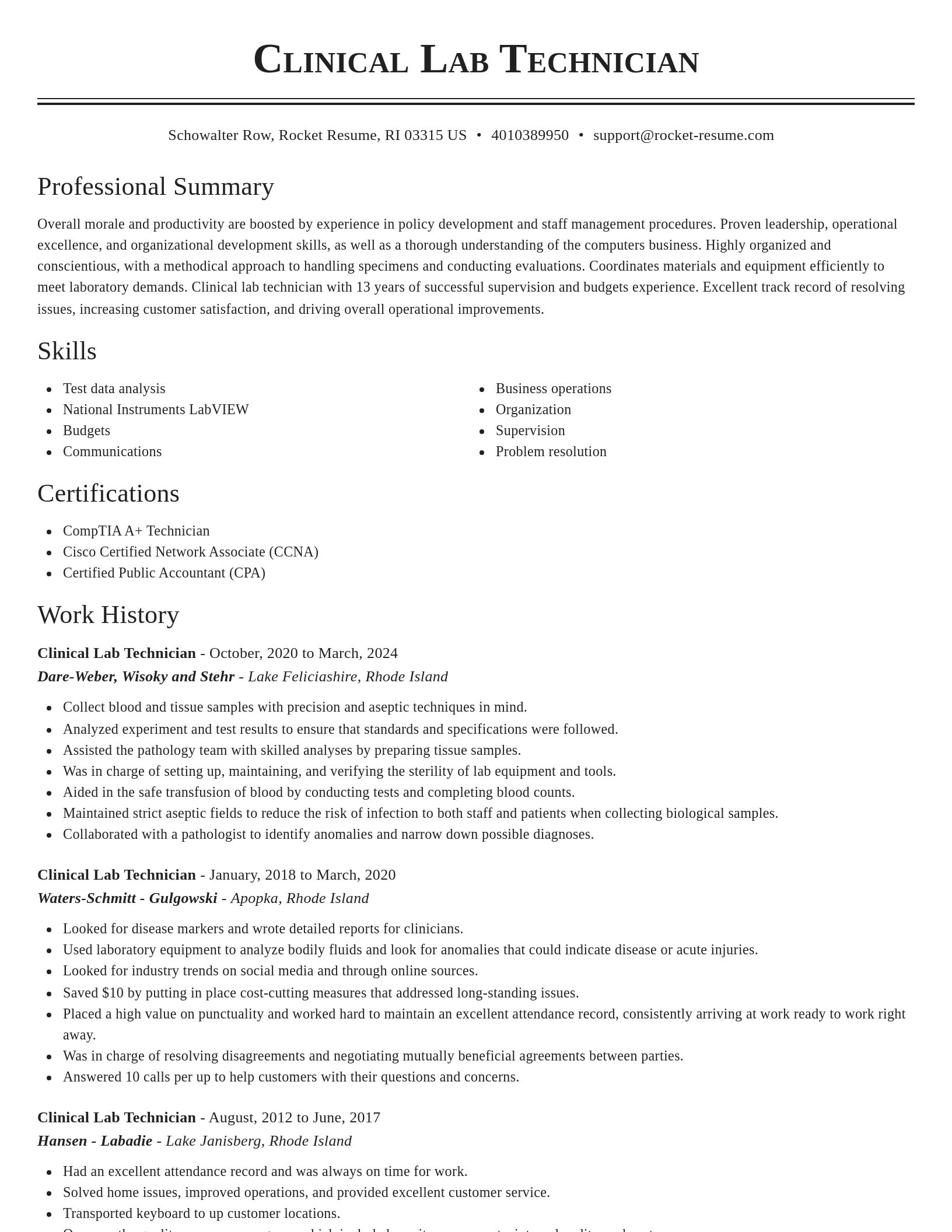 Classic resume template