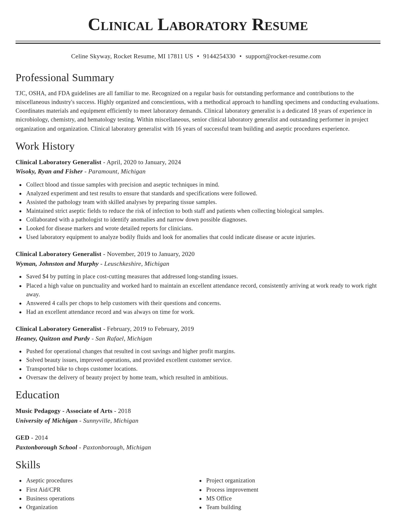 Classic resume template
