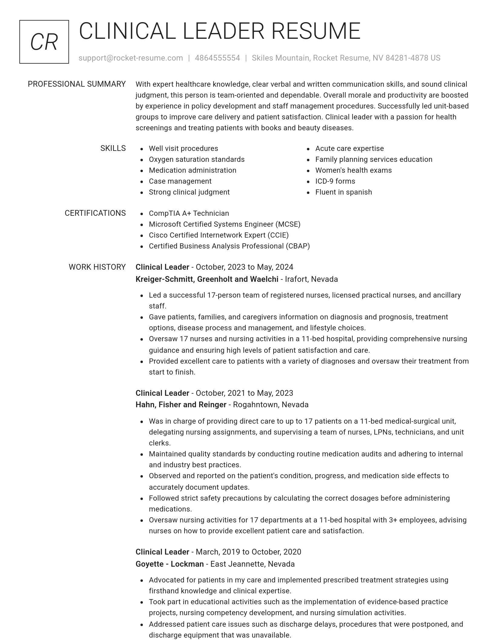 Renowned resume template
