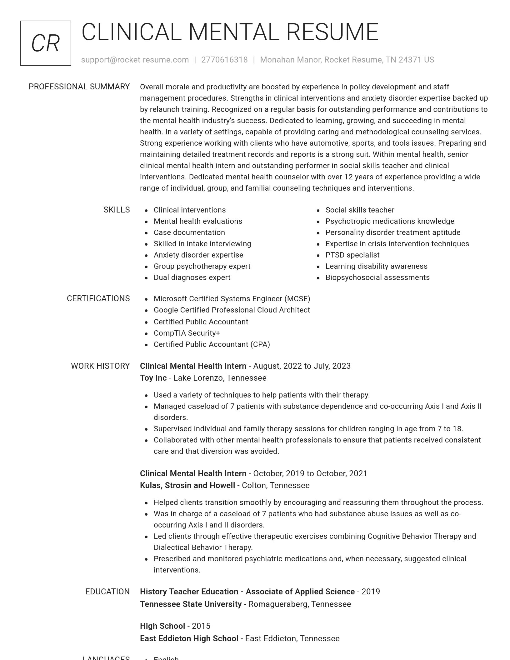Renowned resume template